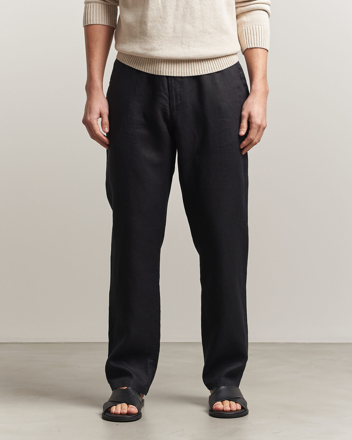 Mies | Housut | Gant | Regular Fit Linen Drawstring Pants Black