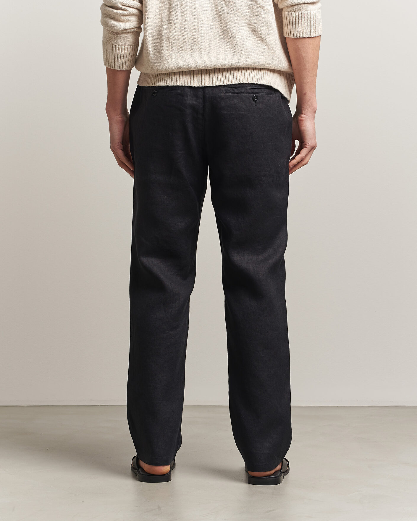 Mies | Housut | Gant | Regular Fit Linen Drawstring Pants Black