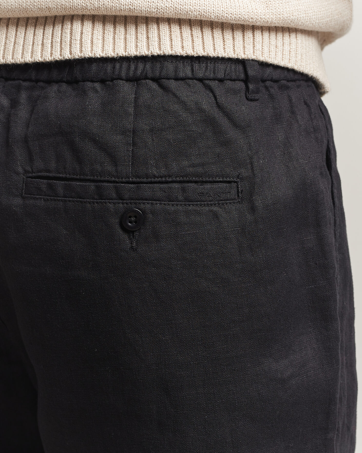 Mies | Housut | GANT | Regular Fit Linen Drawstring Pants Black