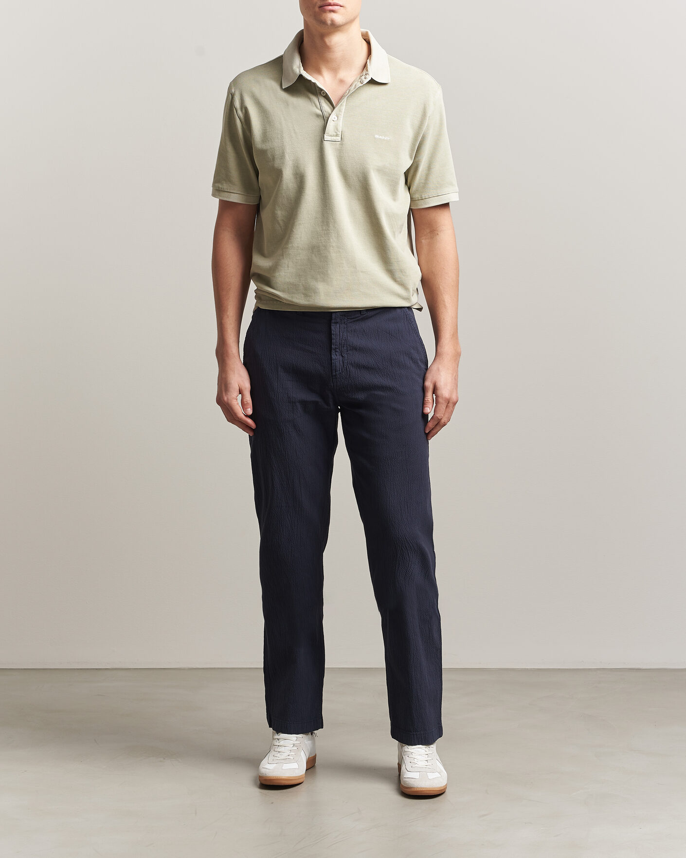 Mies | Housut | Gant | Regular Fit Garment Dyed Seersucker Pants Evening Blue