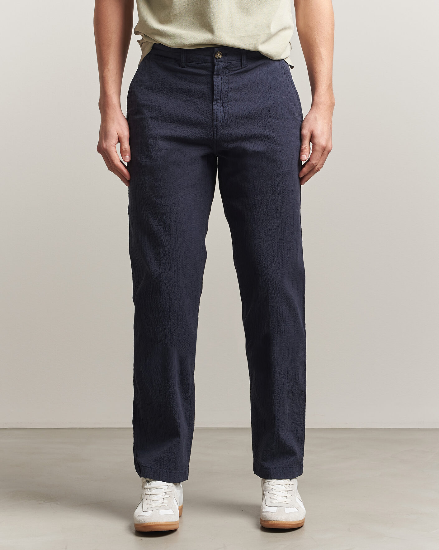 Mies | Housut | Gant | Regular Fit Garment Dyed Seersucker Pants Evening Blue