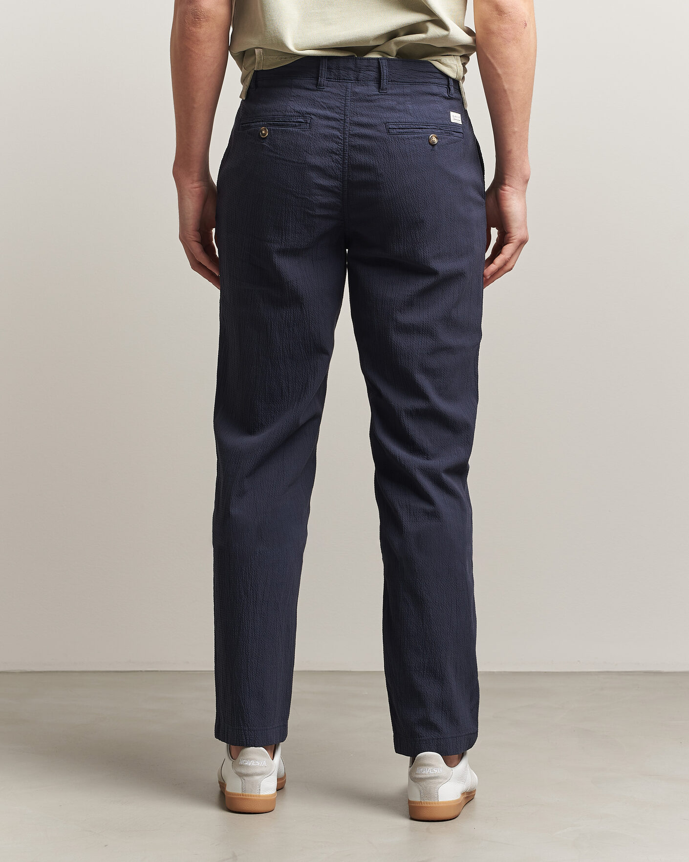 Mies | Housut | Gant | Regular Fit Garment Dyed Seersucker Pants Evening Blue
