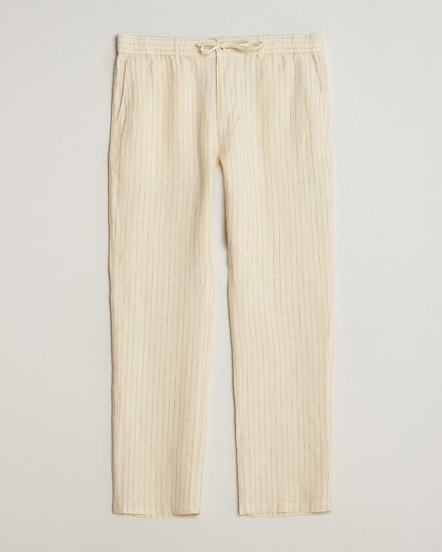 Mies | Housut | Gant | Regular Fit Striped Linen Drawstring Pants Faded Beige
