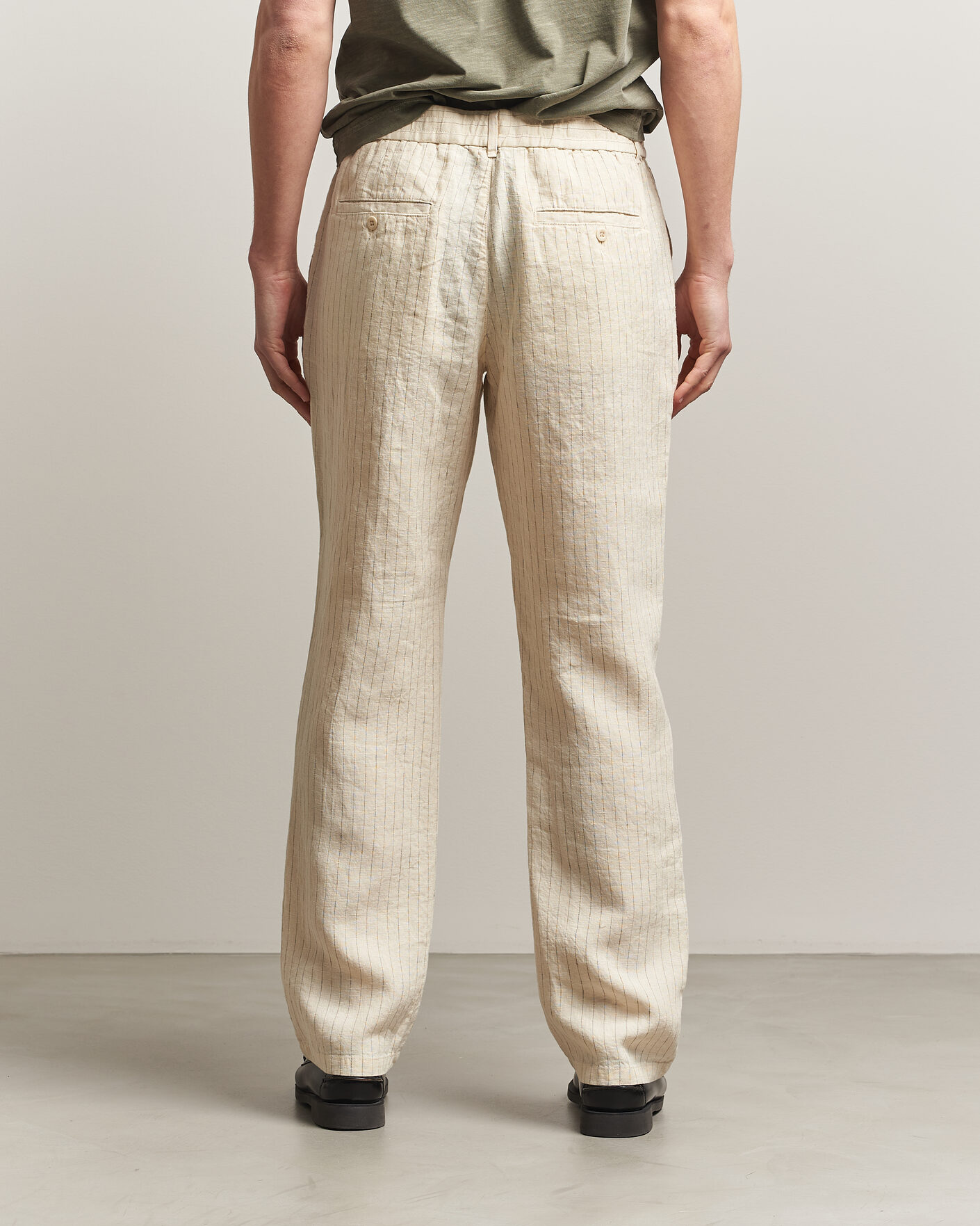 Mies | Housut | Gant | Regular Fit Striped Linen Drawstring Pants Faded Beige