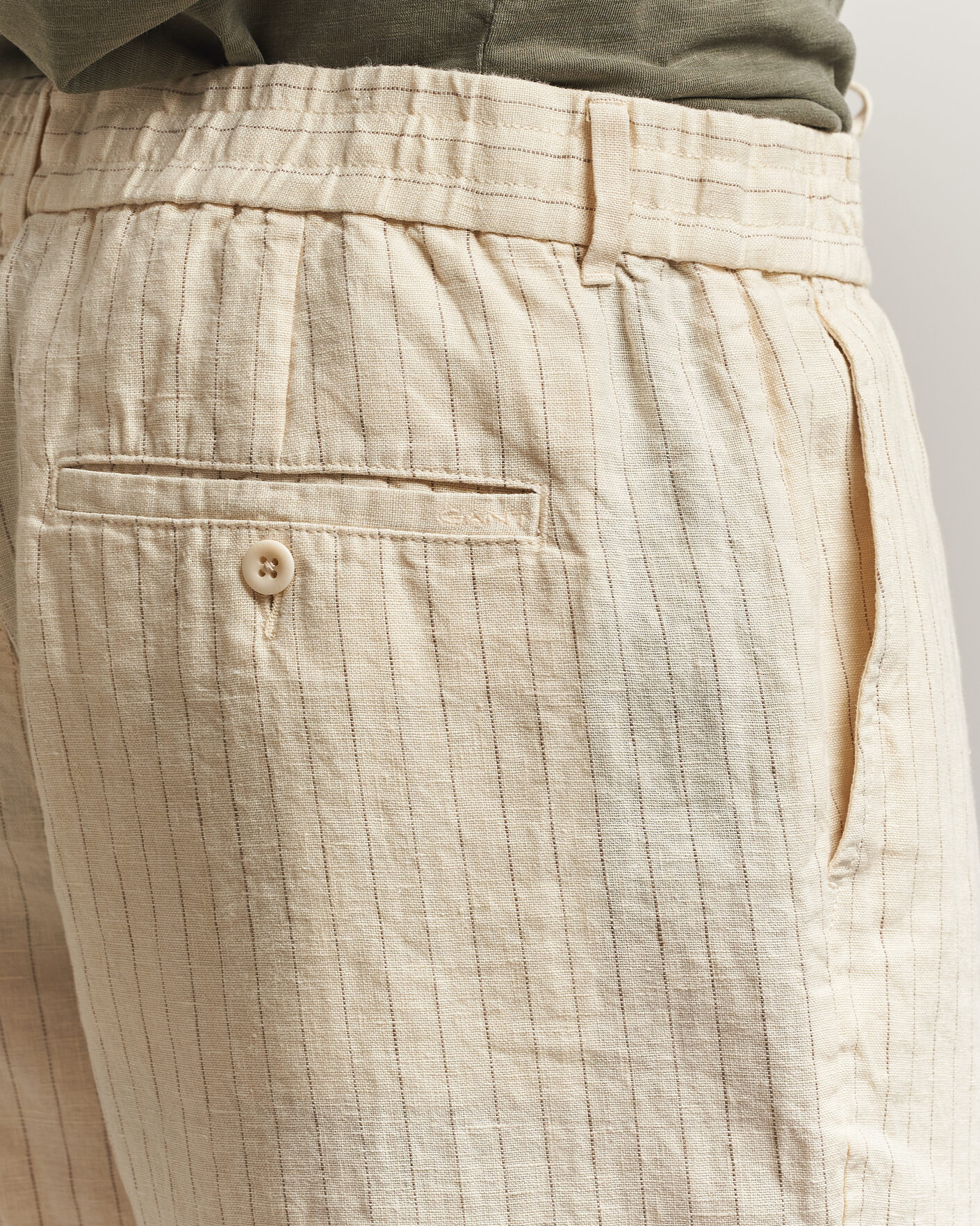 Mies | Housut | Gant | Regular Fit Striped Linen Drawstring Pants Faded Beige