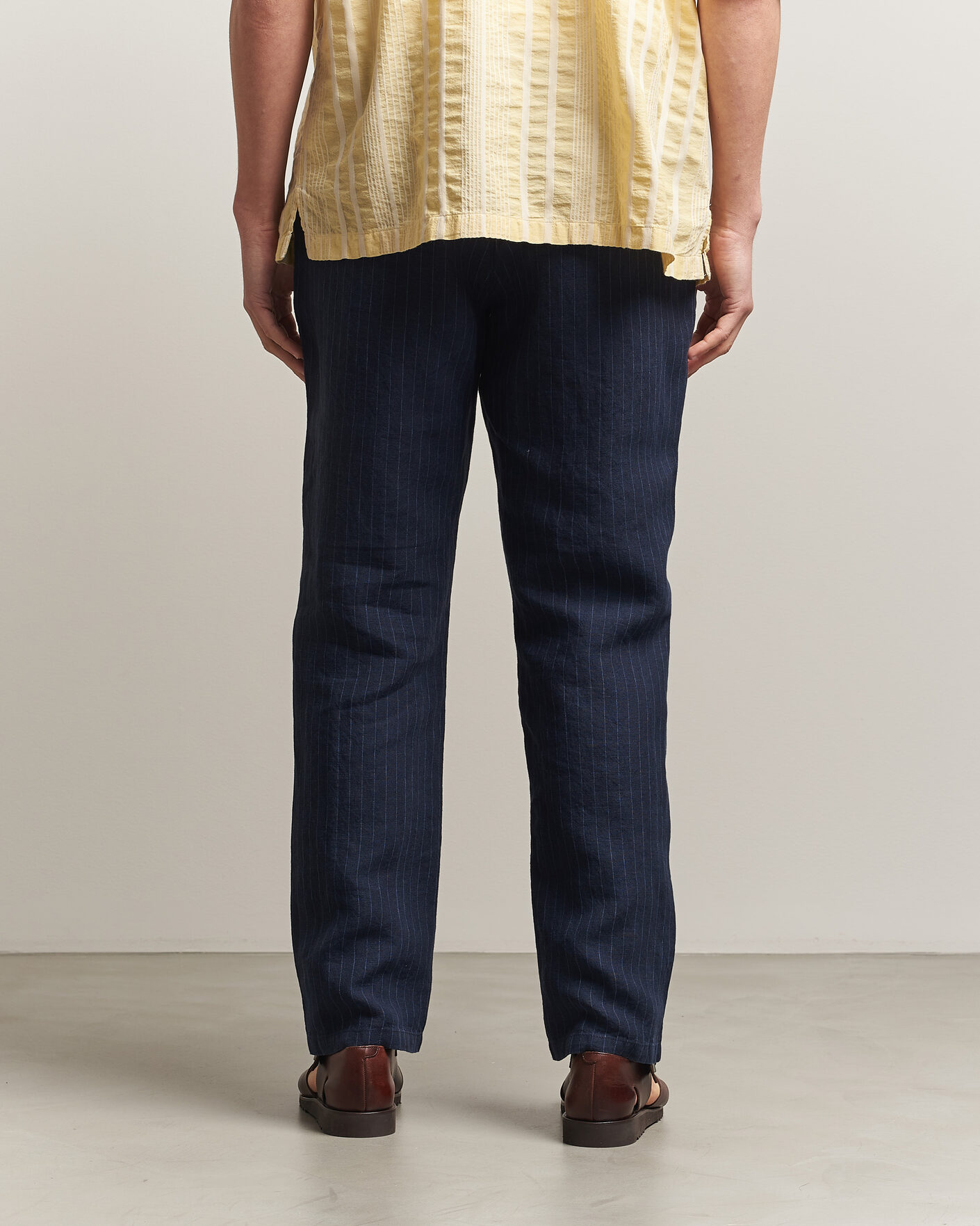 Mies | Housut | Gant | Regular Fit Stiped Linen Drawstring Pants Evening Blue