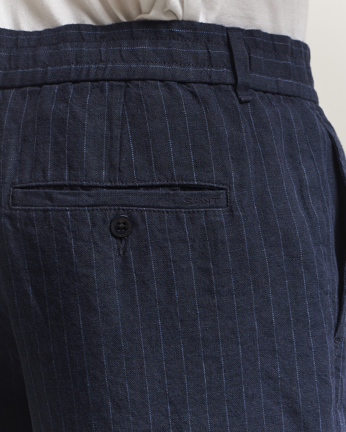 Mies | Housut | Gant | Regular Fit Stiped Linen Drawstring Pants Evening Blue