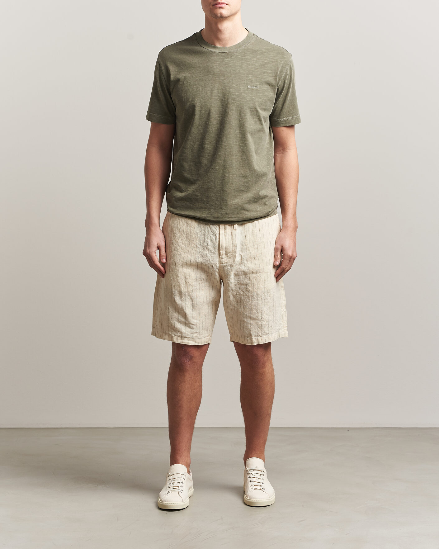 Mies | Shortsit | Gant | Regular Fit Striped Linen Drawstring Shorts Faded Beige