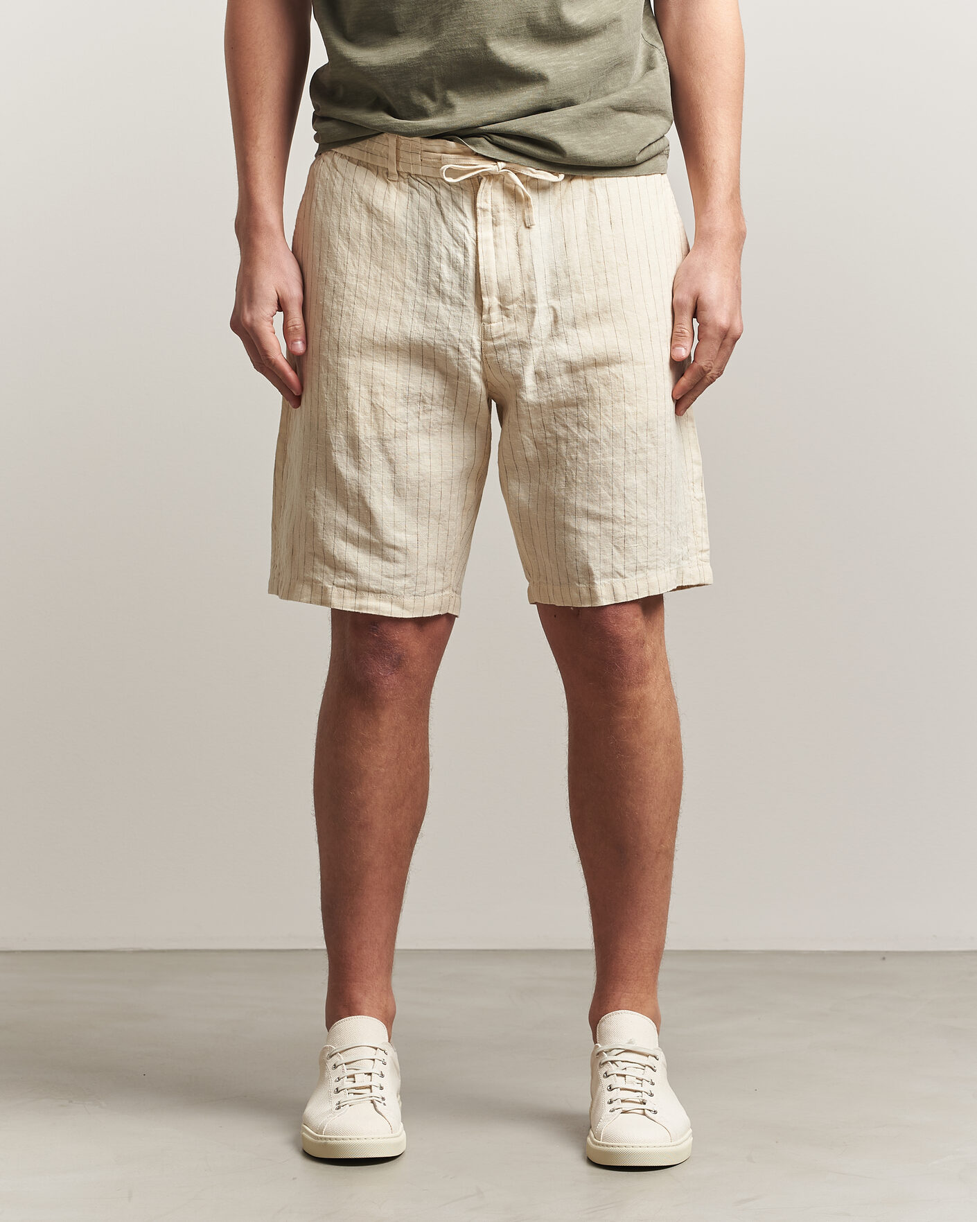 Mies | Shortsit | Gant | Regular Fit Striped Linen Drawstring Shorts Faded Beige