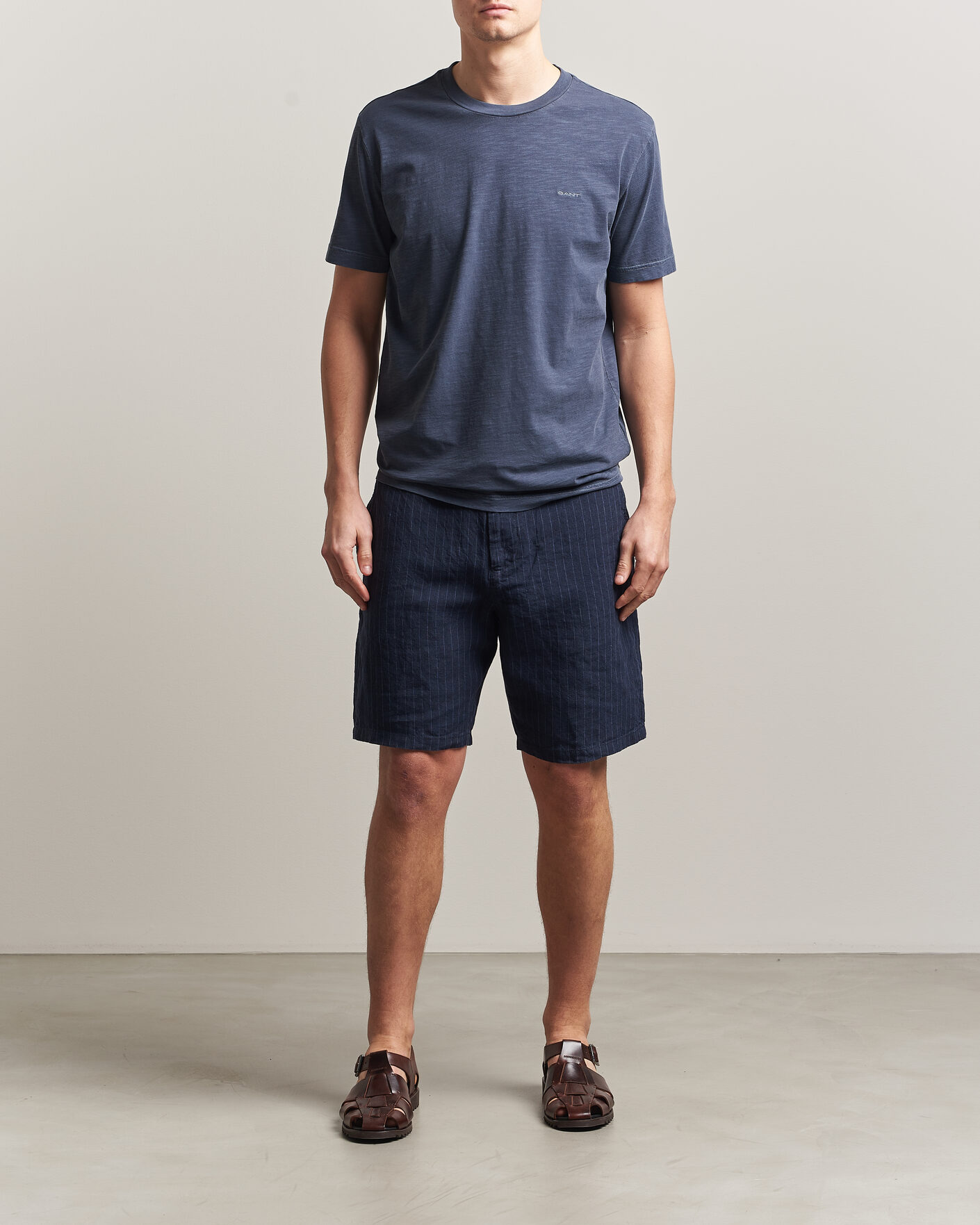 Mies | Shortsit | Gant | Regular Fit Striped Linen Drawstring Shorts Evening Blue