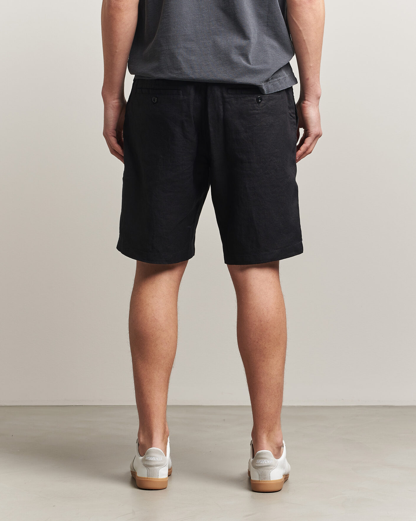 Mies | Shortsit | GANT | Regular Fit Linen Drawstring Shorts Black