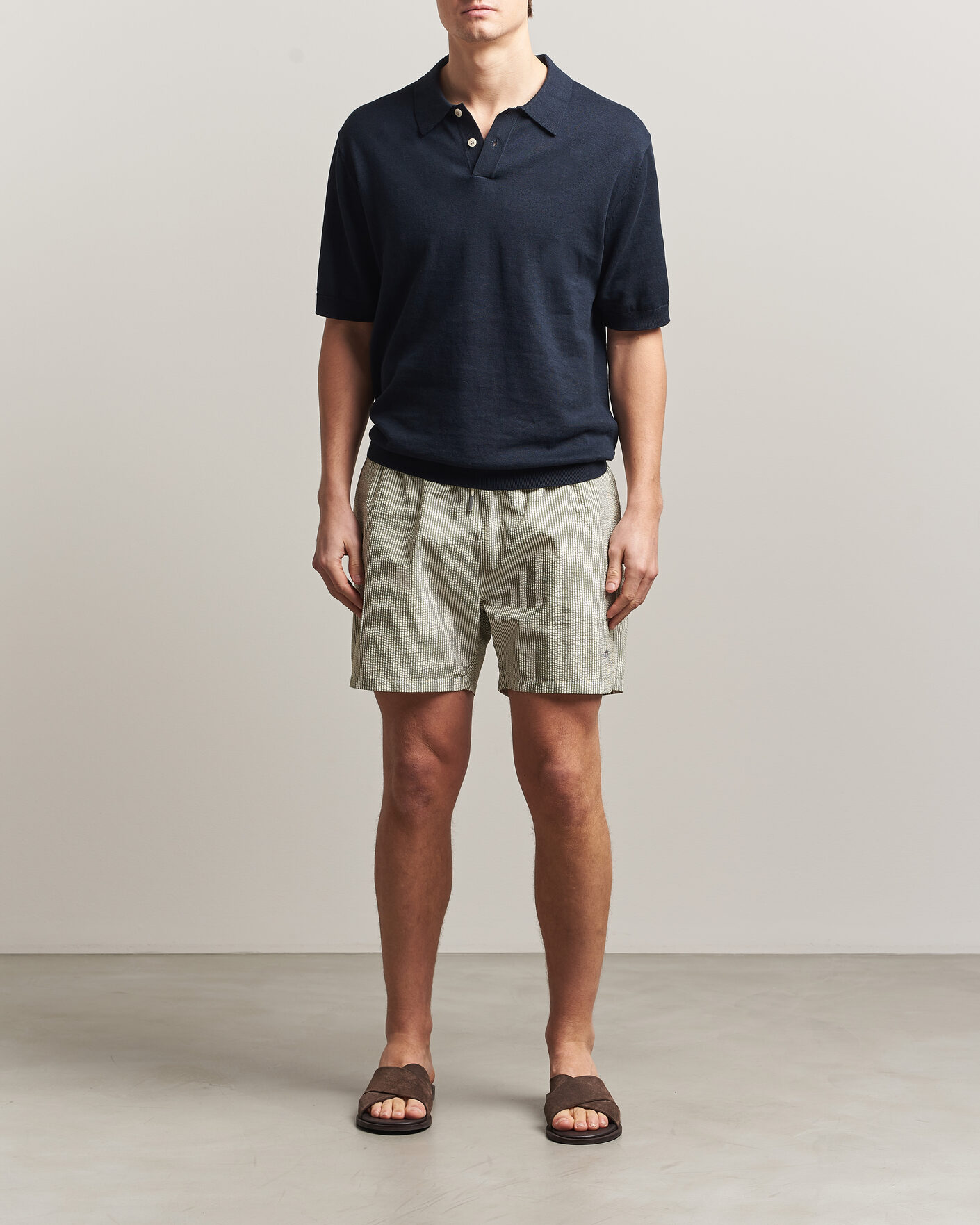 Mies | Uimahousut | Gant | Seersucker Striped Swimshorts Dry Herb Green