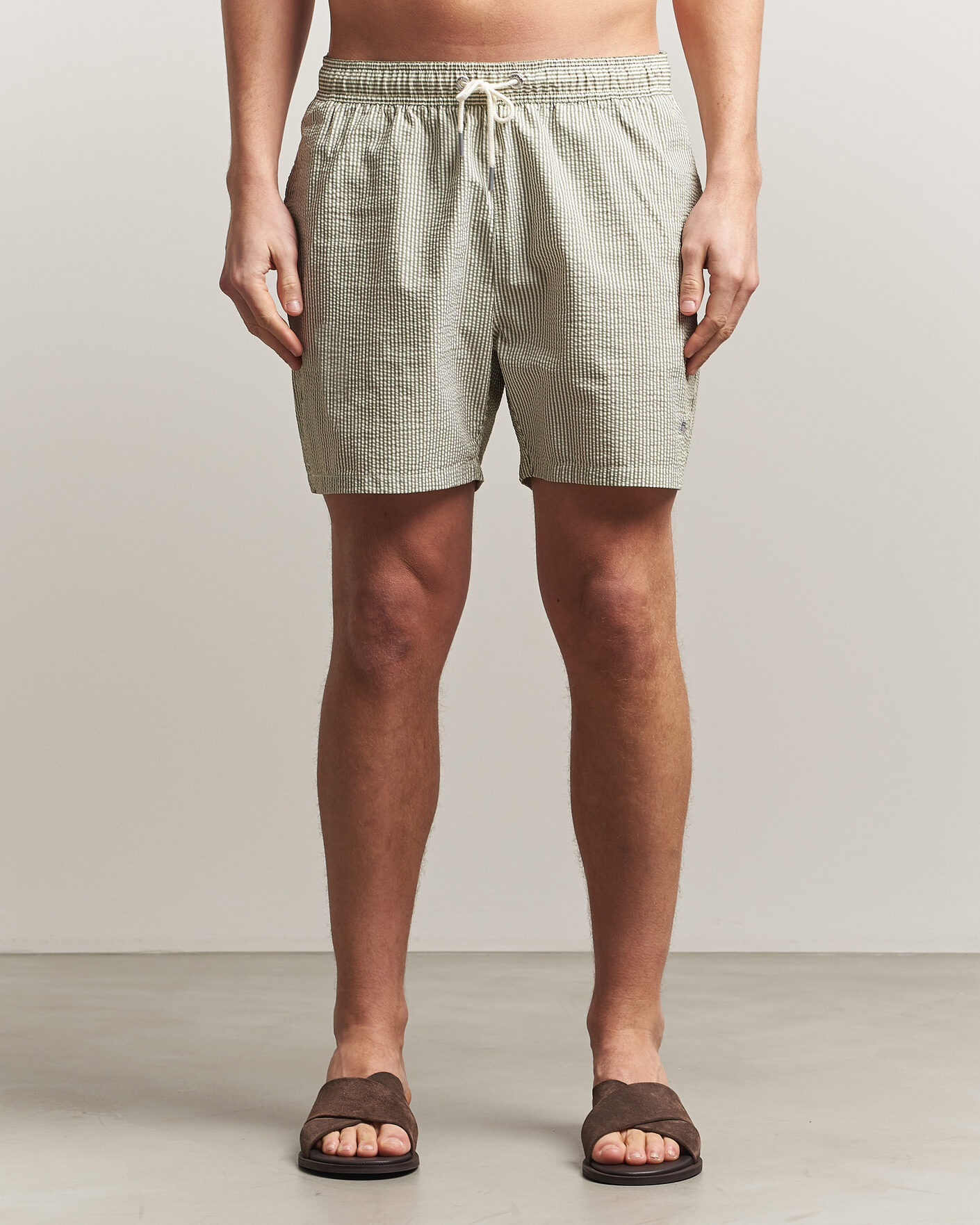 Mies | Uimahousut | Gant | Seersucker Striped Swimshorts Dry Herb Green