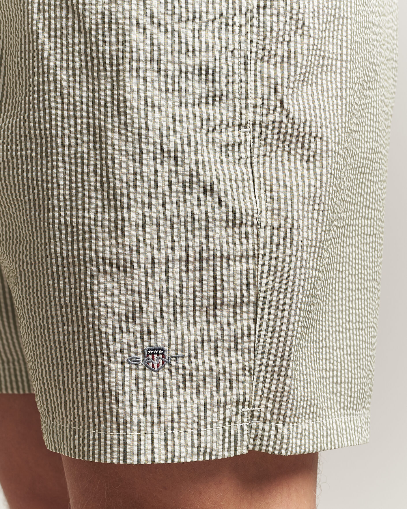Mies | Uimahousut | GANT | Seersucker Striped Swimshorts Dry Herb Green