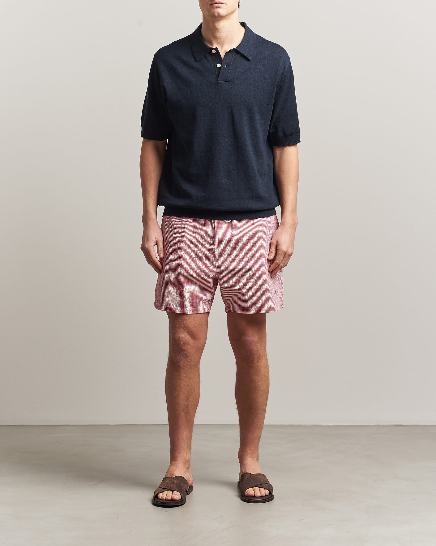 Mies | Uimahousut | Gant | Seersucker Striped Swimshorts Rose Red