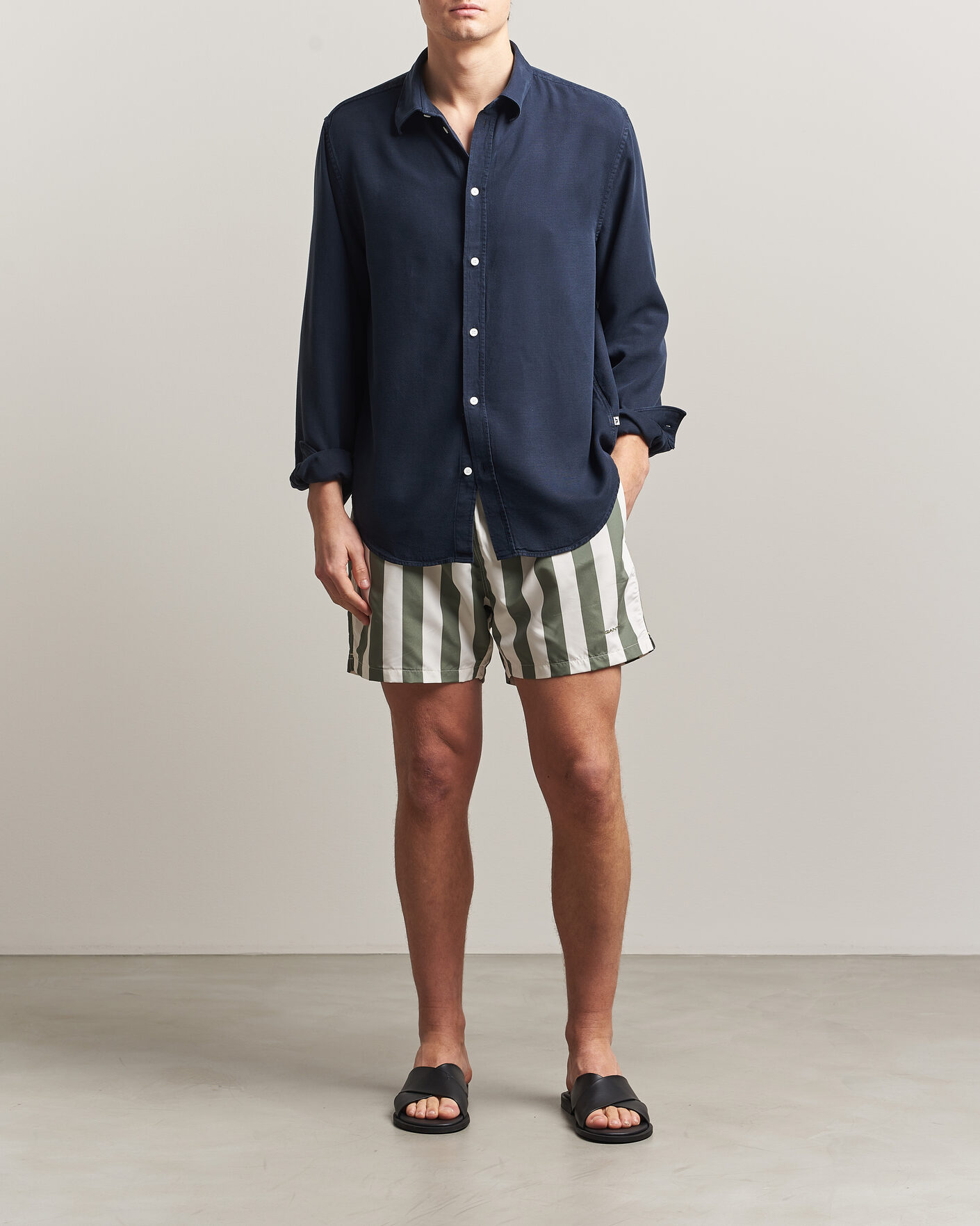 Mies | Uimahousut | Gant | Blockstriped Swimshorts Dry Herb Green