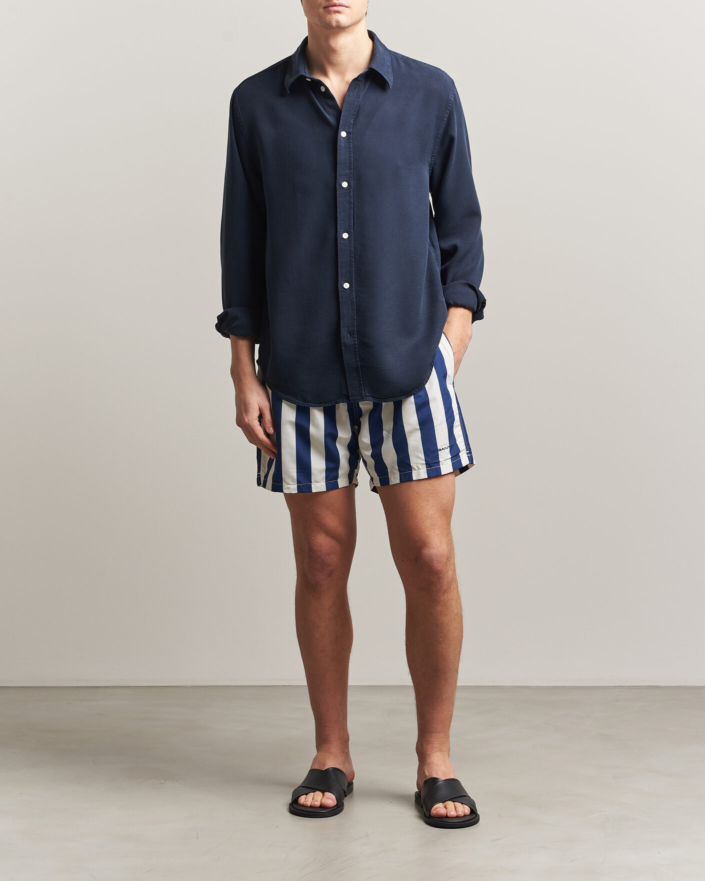Mies | Uimahousut | GANT | Blockstriped Swimshorts Rich Navy