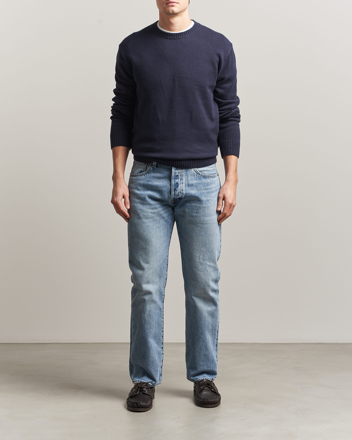 Mies | Puserot | GANT | Cotton/Cashmere Knitted Sweater Evening Blue