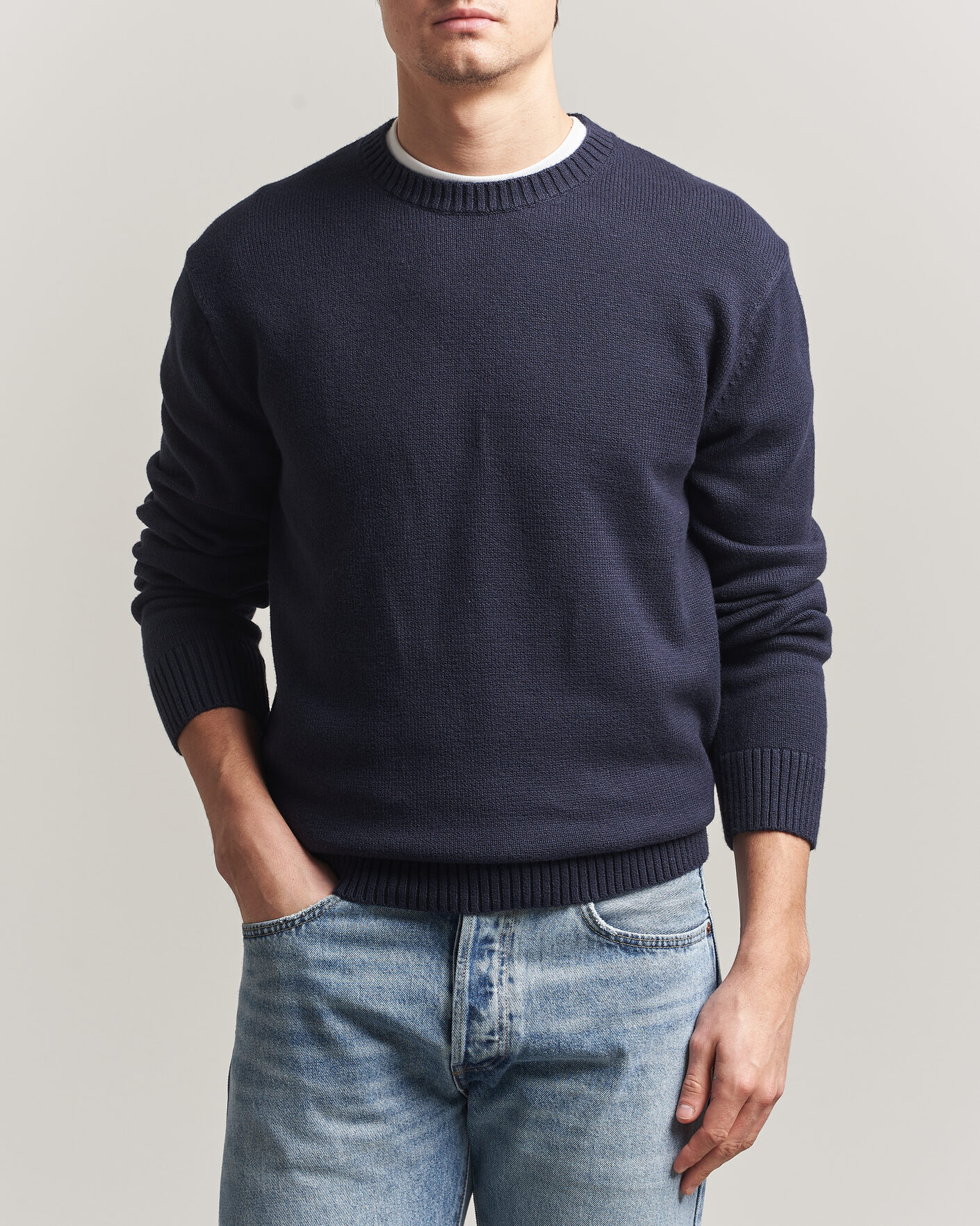 Mies | Puserot | Gant | Cotton/Cashmere Knitted Sweater Evening Blue