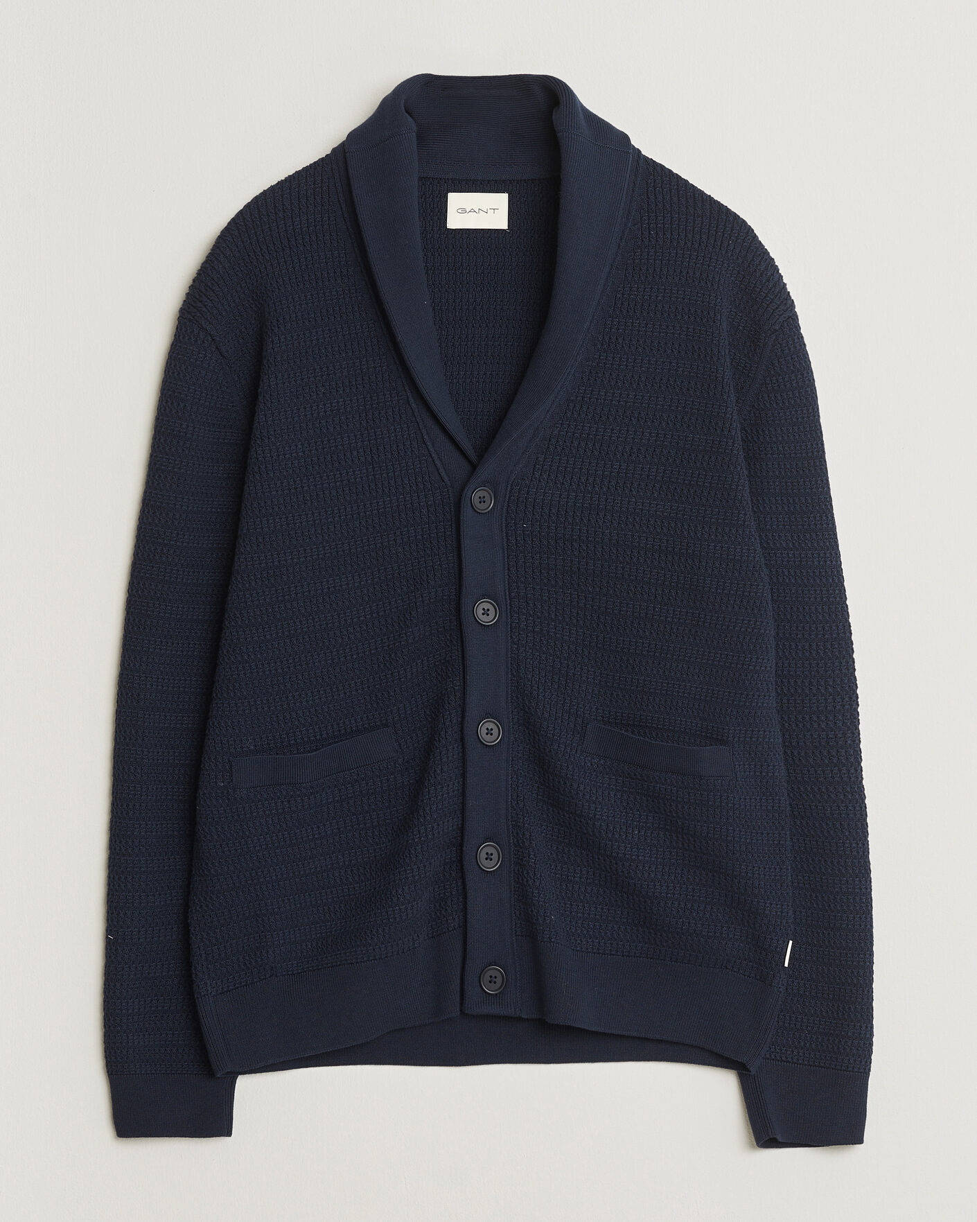 Mies | Puserot | Gant | Heavy Knitted Shawl Collar Cardigan Evening Blue