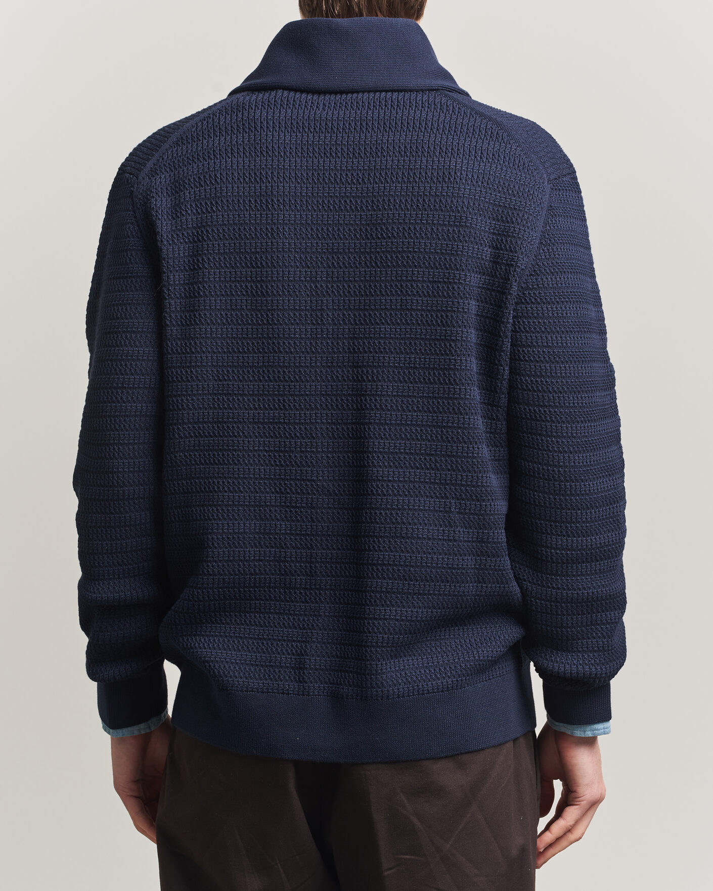 Mies | Puserot | Gant | Heavy Knitted Shawl Collar Cardigan Evening Blue