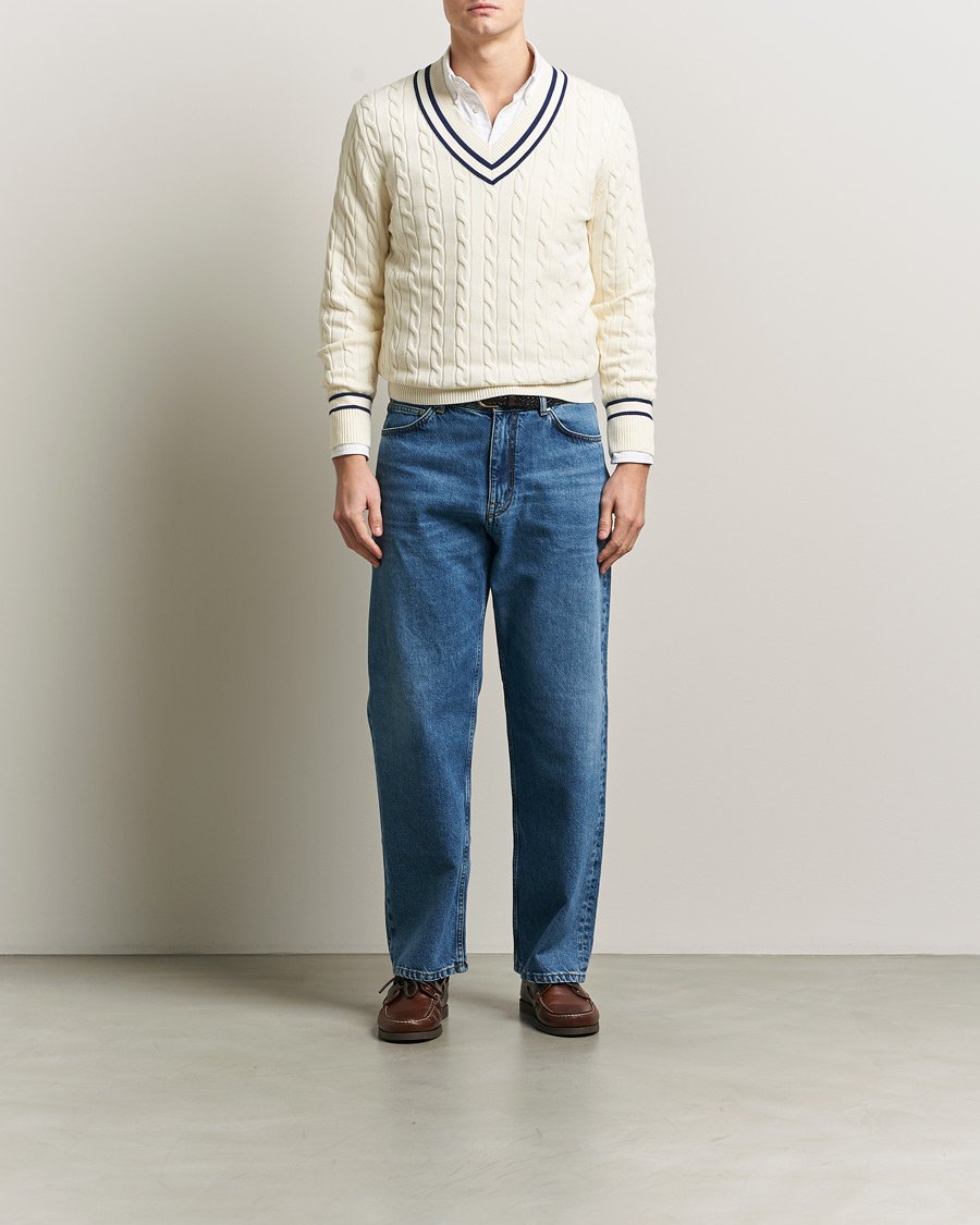 Mies | Puserot | GANT | Cotton Cable Cricket Sweater Cream
