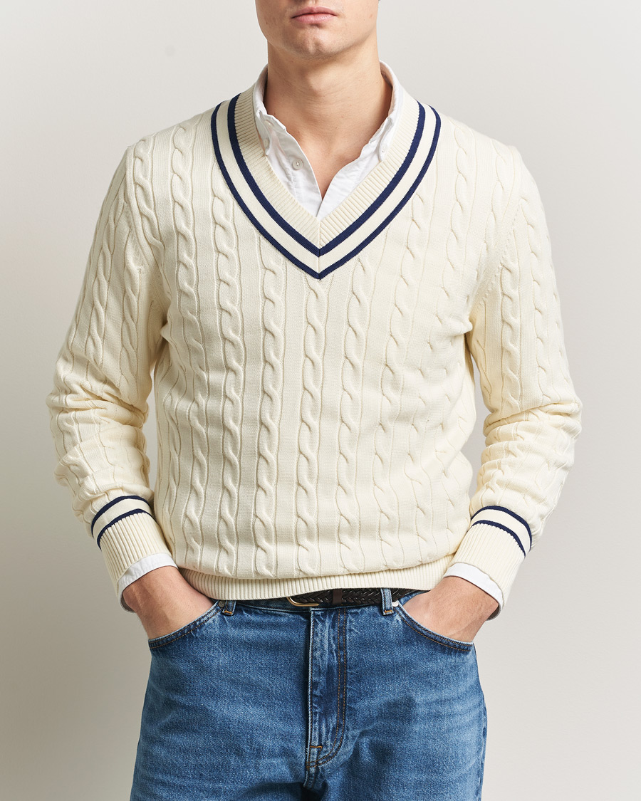 Mies | Puserot | GANT | Cotton Cable Cricket Sweater Cream