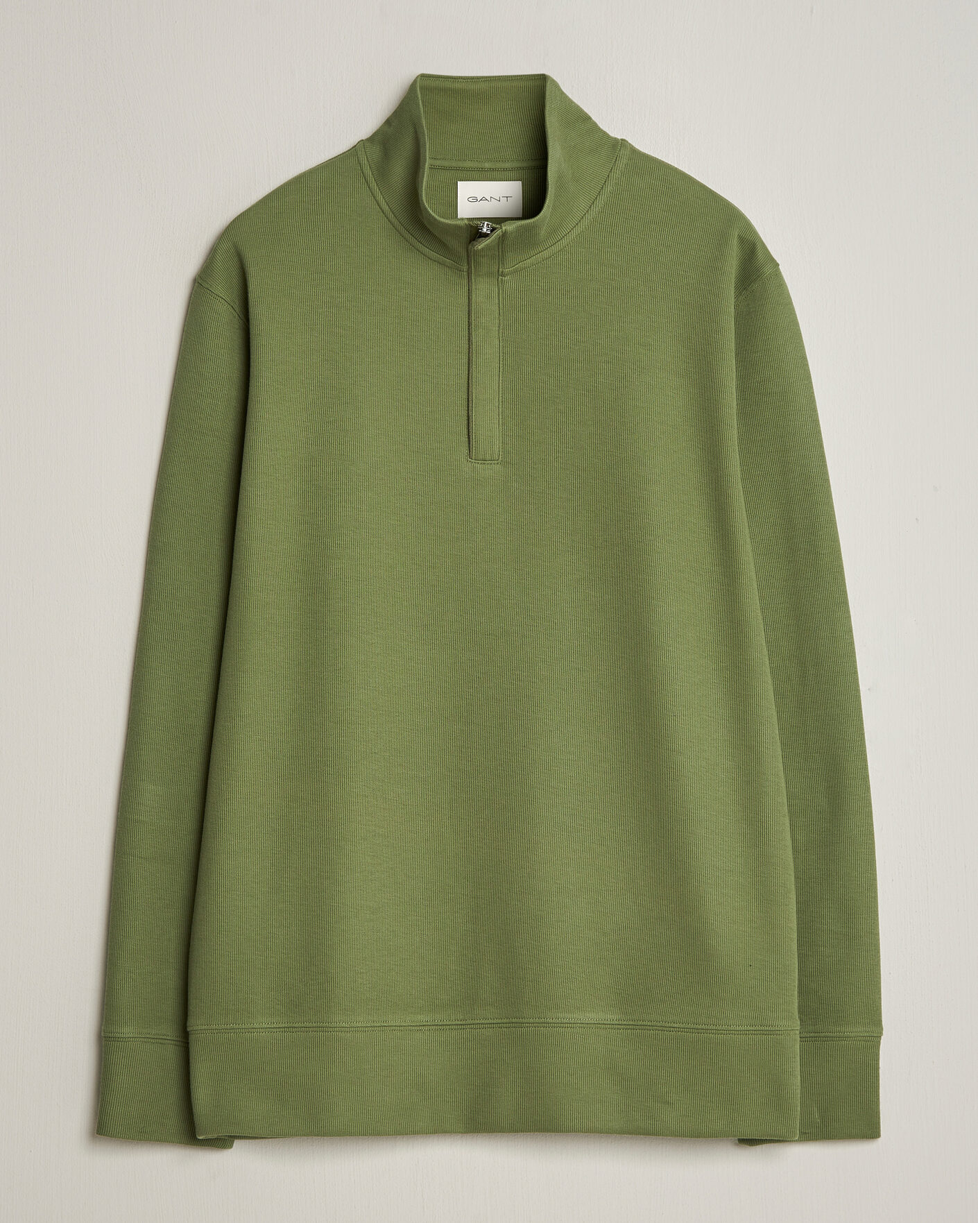 Mies | Puserot | Gant | Light Sacker Rib Half Zip Dry Herb Green