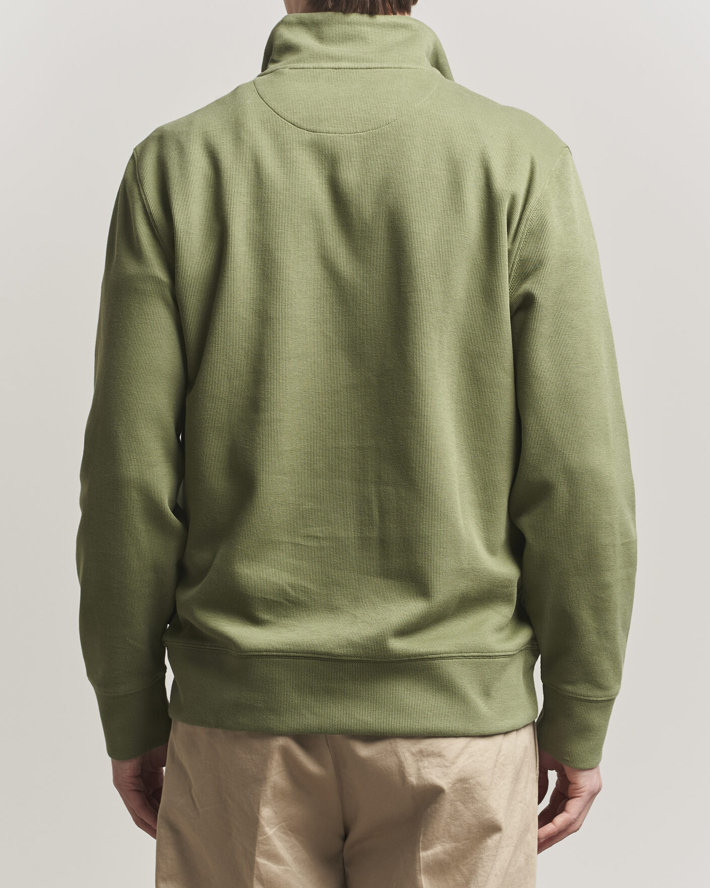 Mies | Puserot | GANT | Light Sacker Rib Half Zip Dry Herb Green