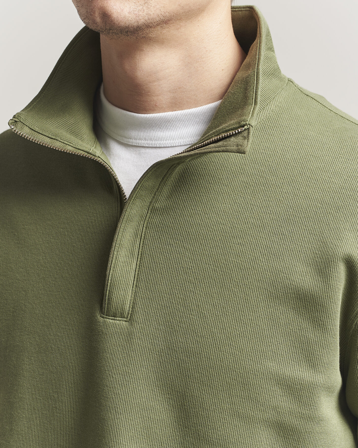Mies | Puserot | Gant | Light Sacker Rib Half Zip Dry Herb Green
