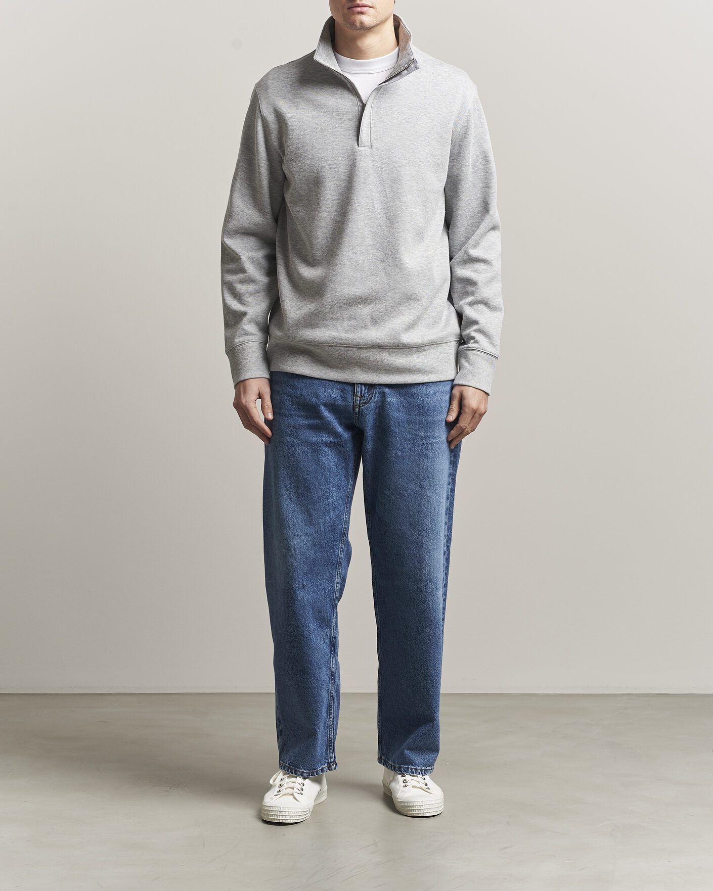 Mies | Puserot | GANT | Light Sacker Rib Half Zip Grey Melange