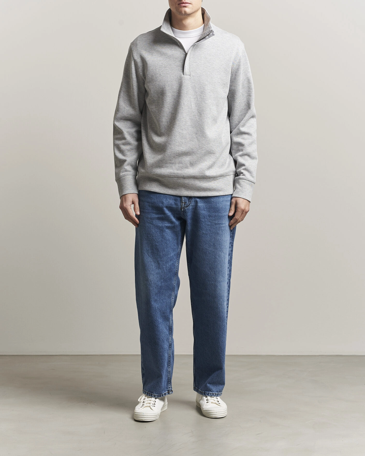 Mies | Puserot | Gant | Light Sacker Rib Half Zip Grey Melange