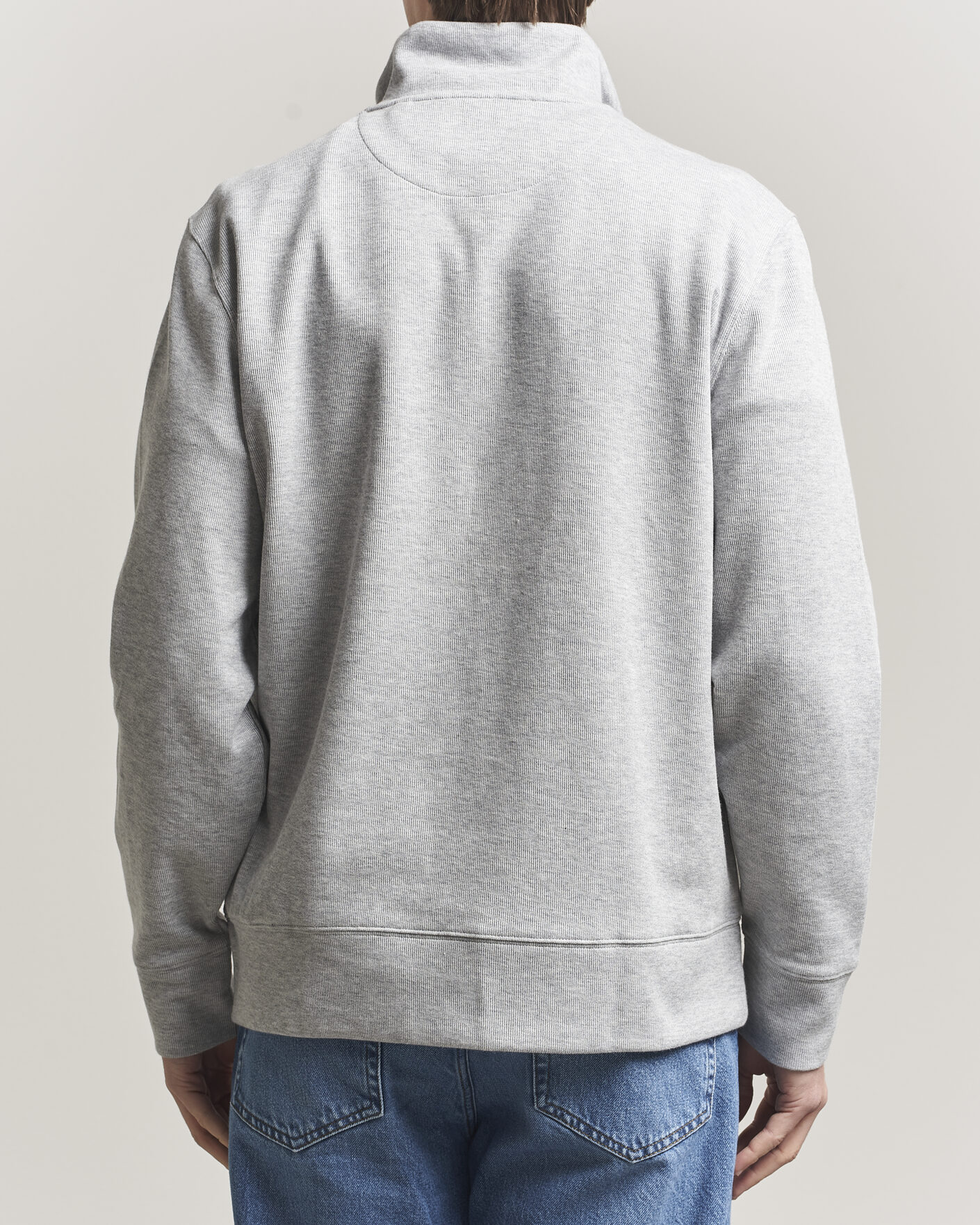 Mies | Puserot | GANT | Light Sacker Rib Half Zip Grey Melange