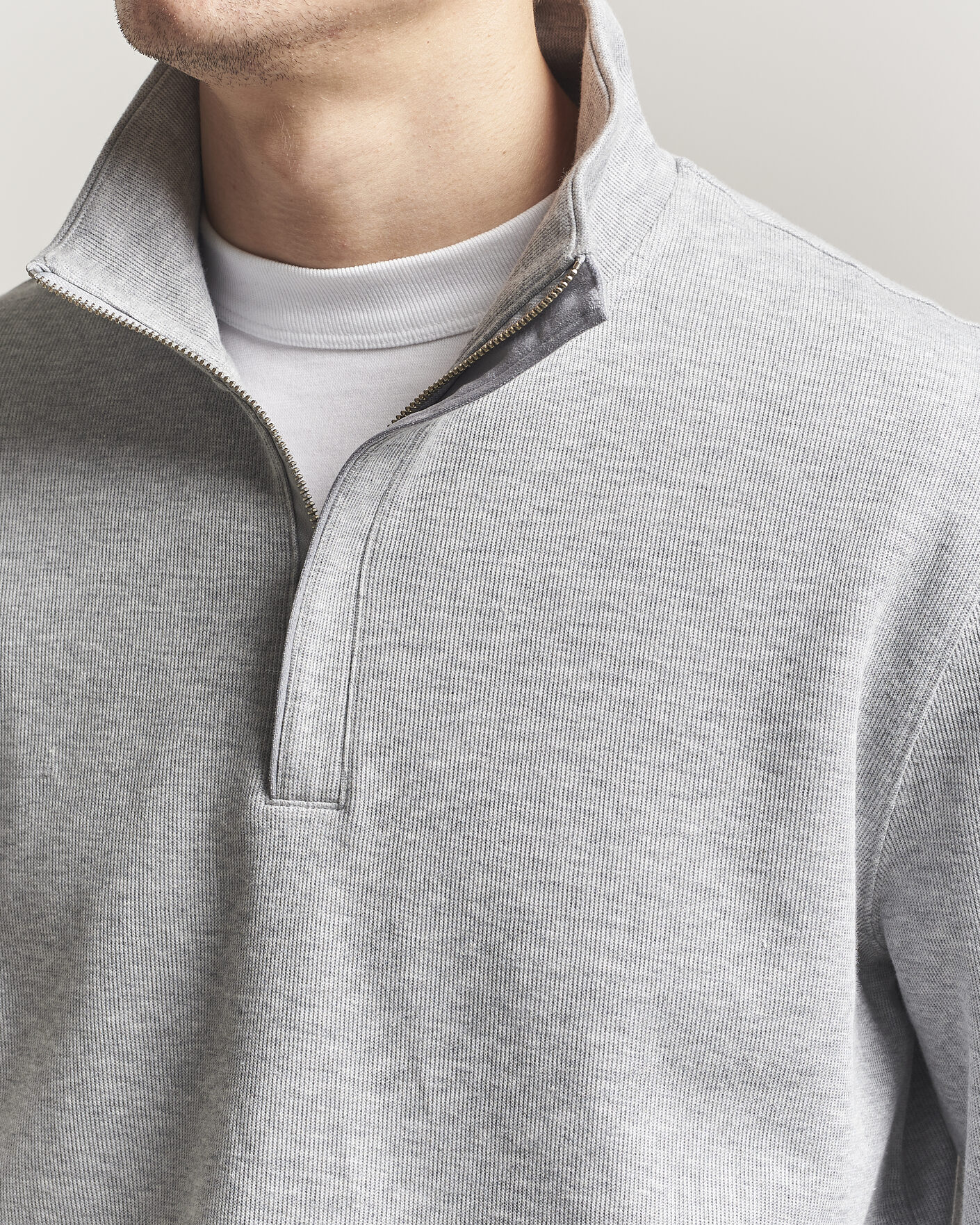 Mies | Puserot | GANT | Light Sacker Rib Half Zip Grey Melange