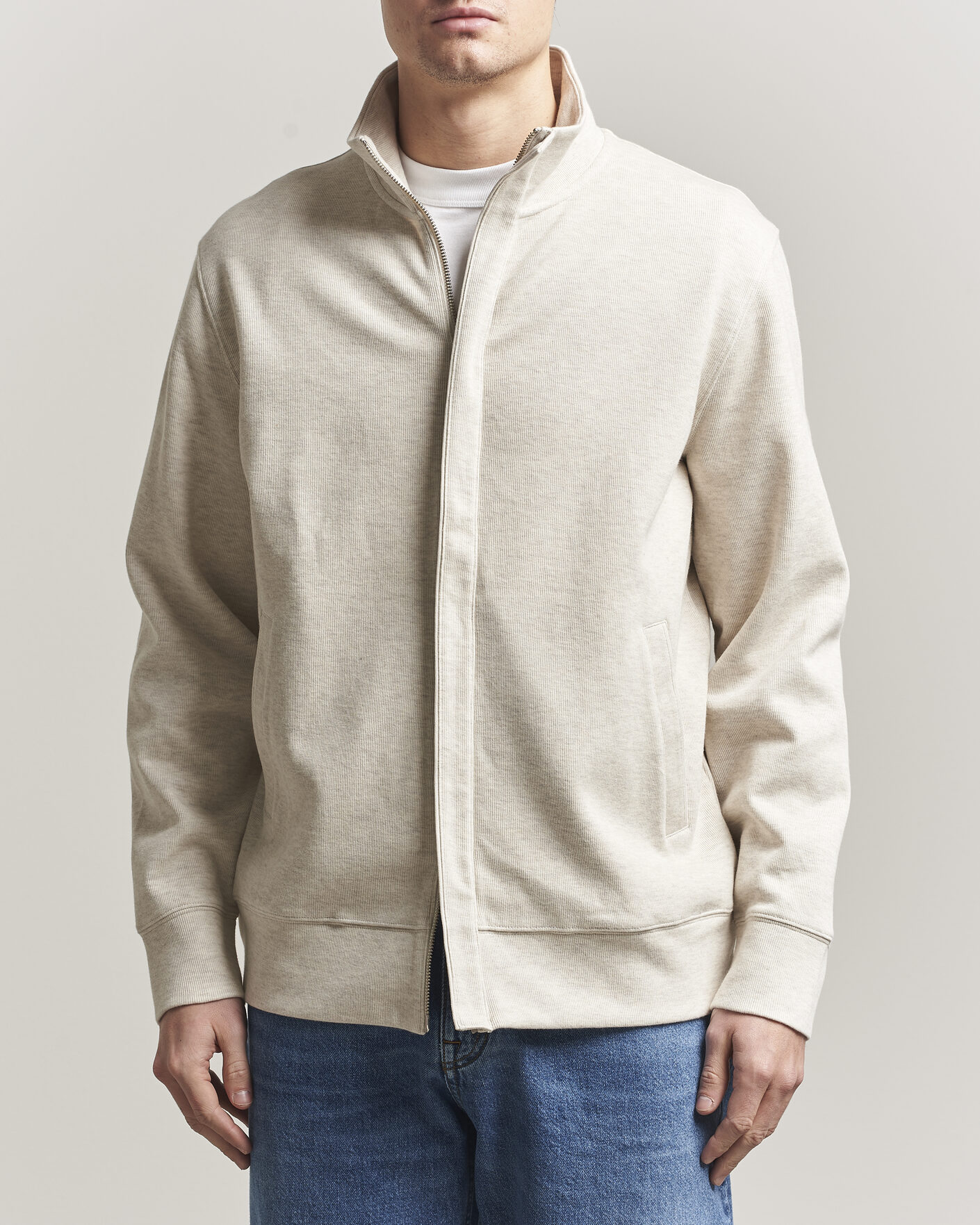 Mies | Puserot | Gant | Light Sacker Rib Full Zip Seed Melange
