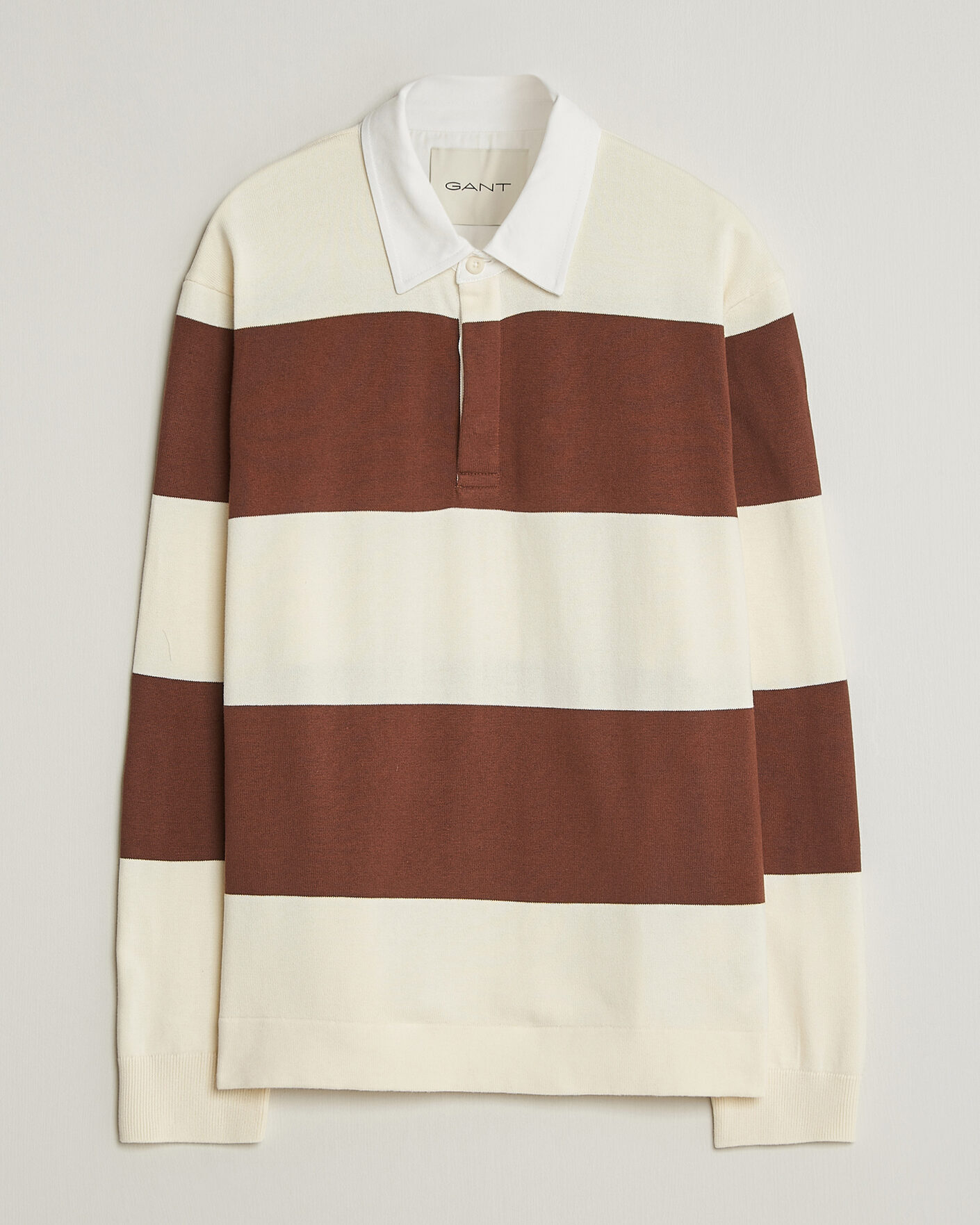 Mies | Puserot | GANT | Barstriped Knitted Rugger Cream/Brown