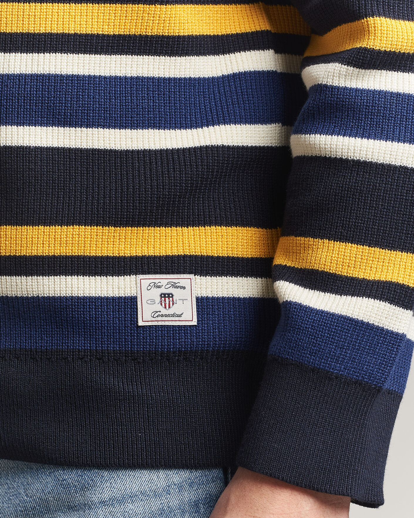 Mies | Puserot | Gant | Multisptriped Knitted Rugger Evening Blue