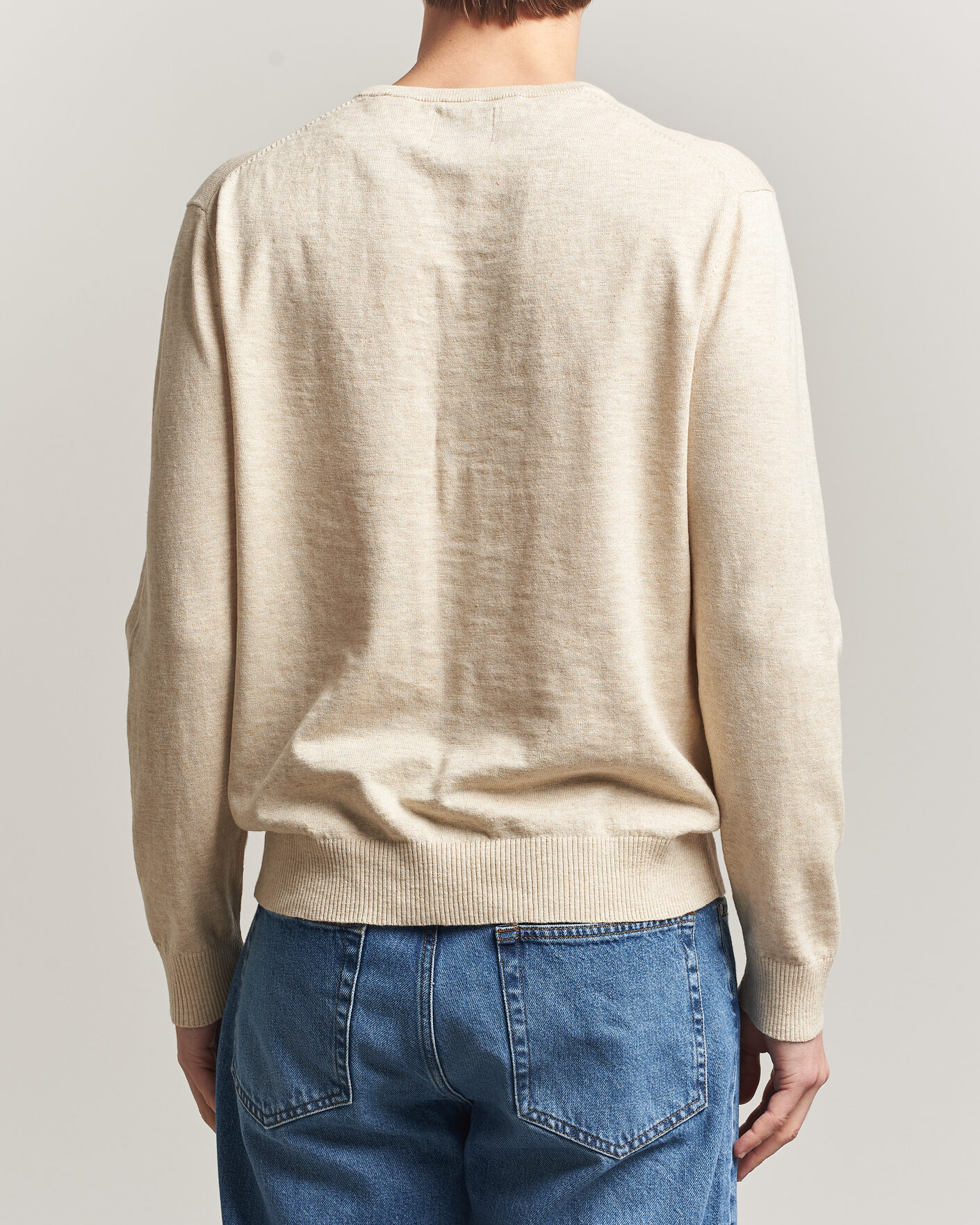 Mies | Puserot | Gant | Cotton/Linen Slub Knitted Sweater Seed Melange