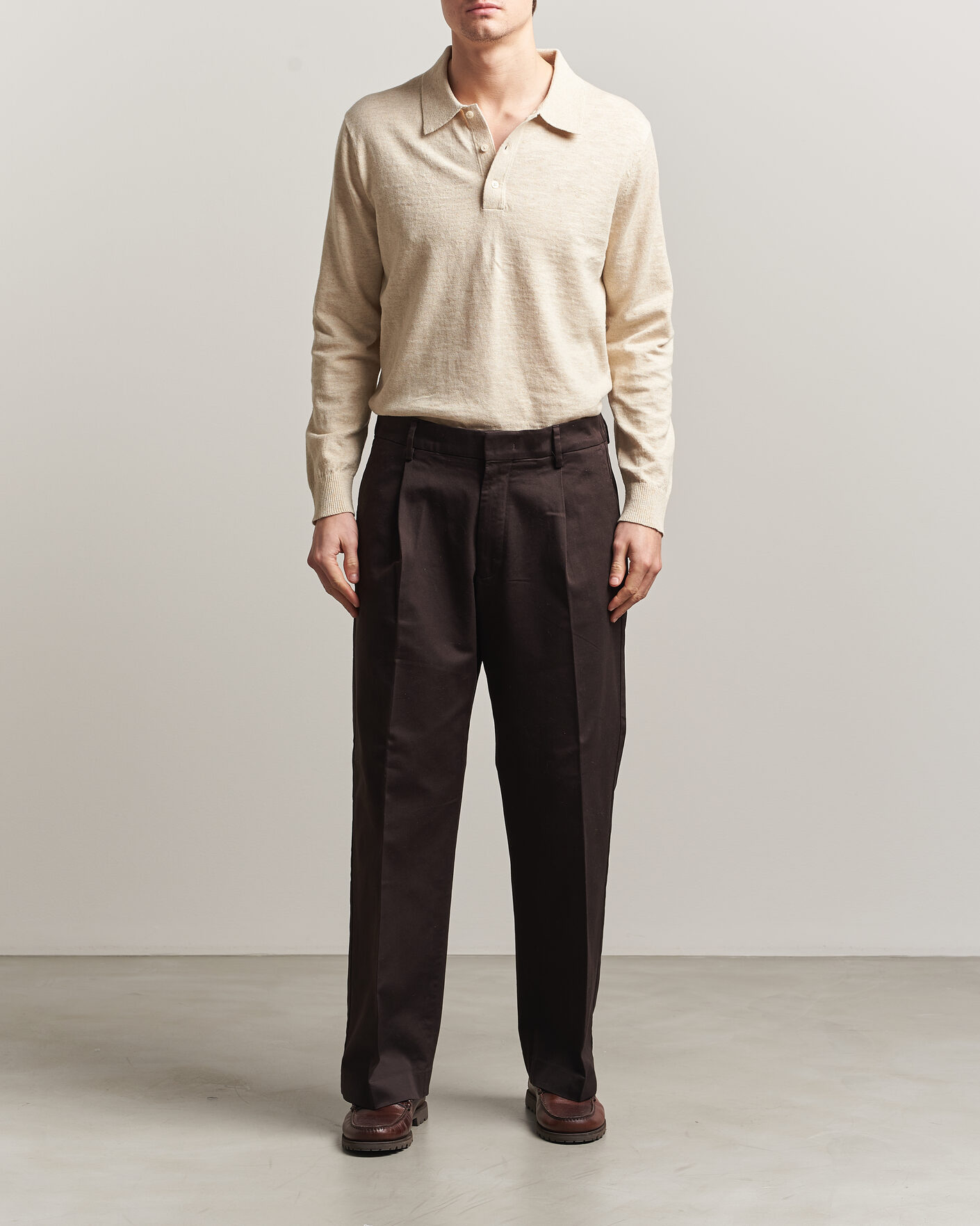 Mies | Puserot | Gant | Cotton/Linen Slub Knitted Polo Seed Melange