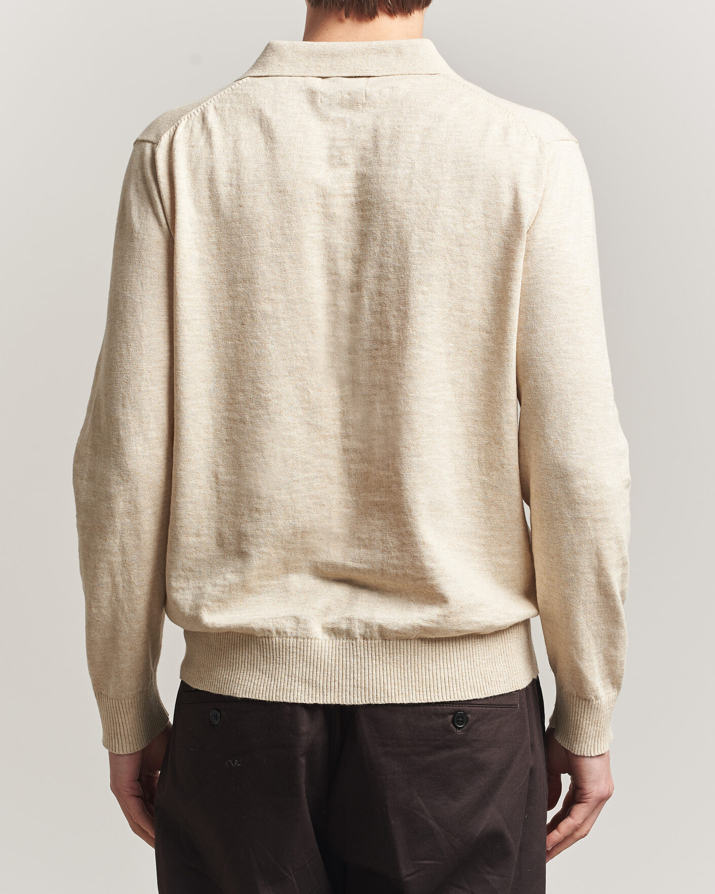 Mies | Puserot | Gant | Cotton/Linen Slub Knitted Polo Seed Melange