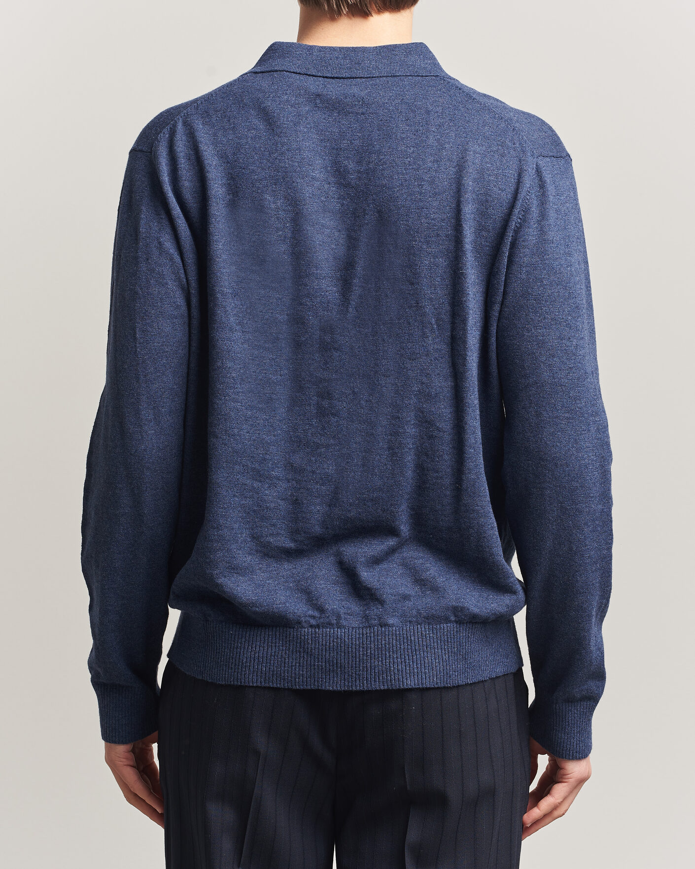 Mies | Puserot | Gant | Cotton/Linen Slub Knitted Polo Dark Indigo Melange