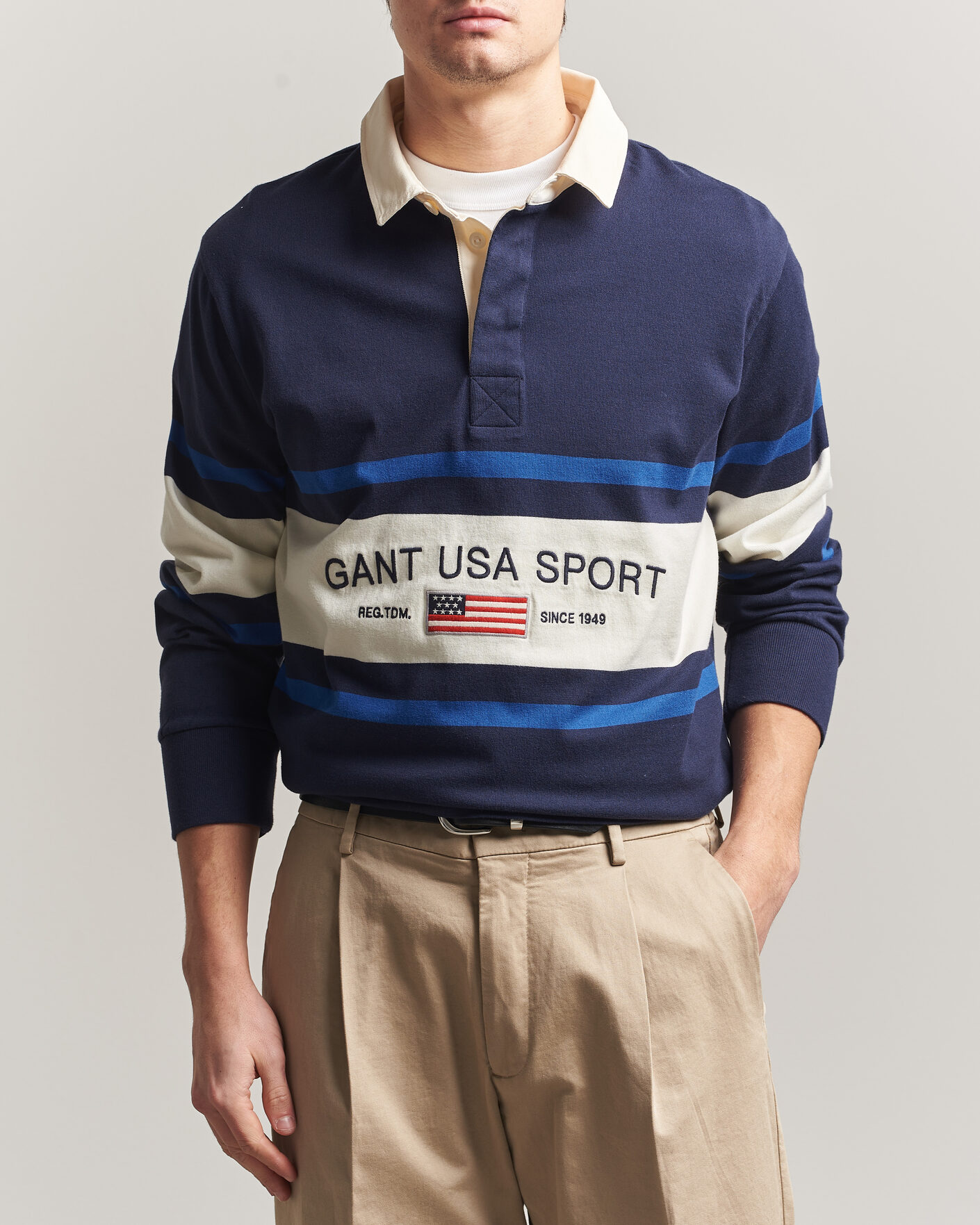 Mies | Puserot | Gant | Striped Rugger Evening Blue