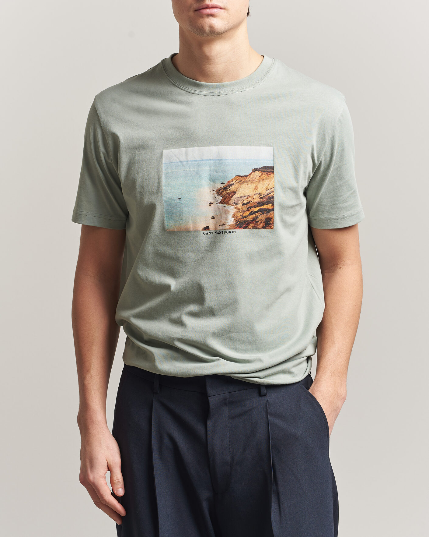 Mies | T-paidat | Gant | Scenery Graphic Crew Neck T-Shirt Ceramic Grey