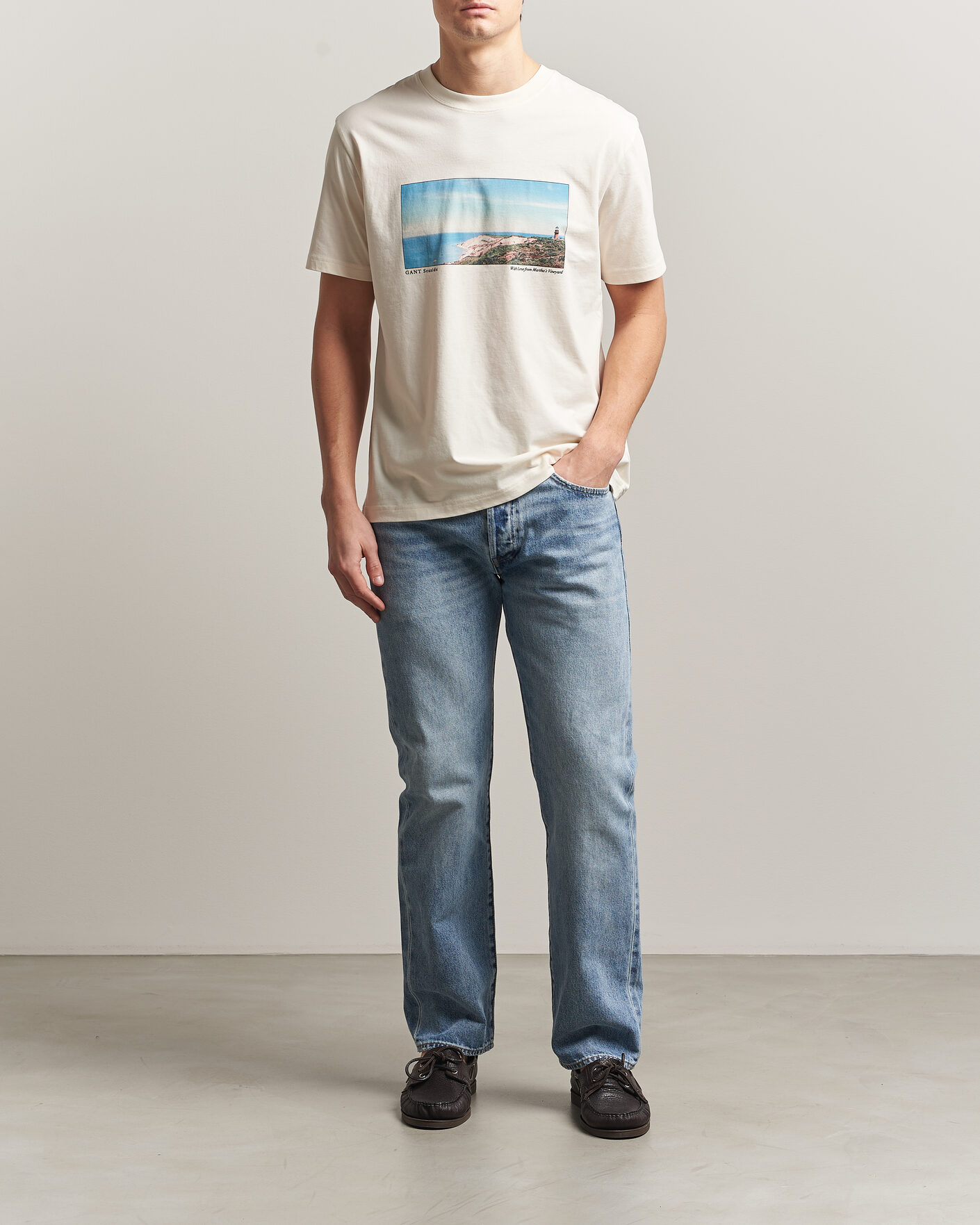 Mies | T-paidat | Gant | Scenery Graphic Crew Neck T-Shirt Cream