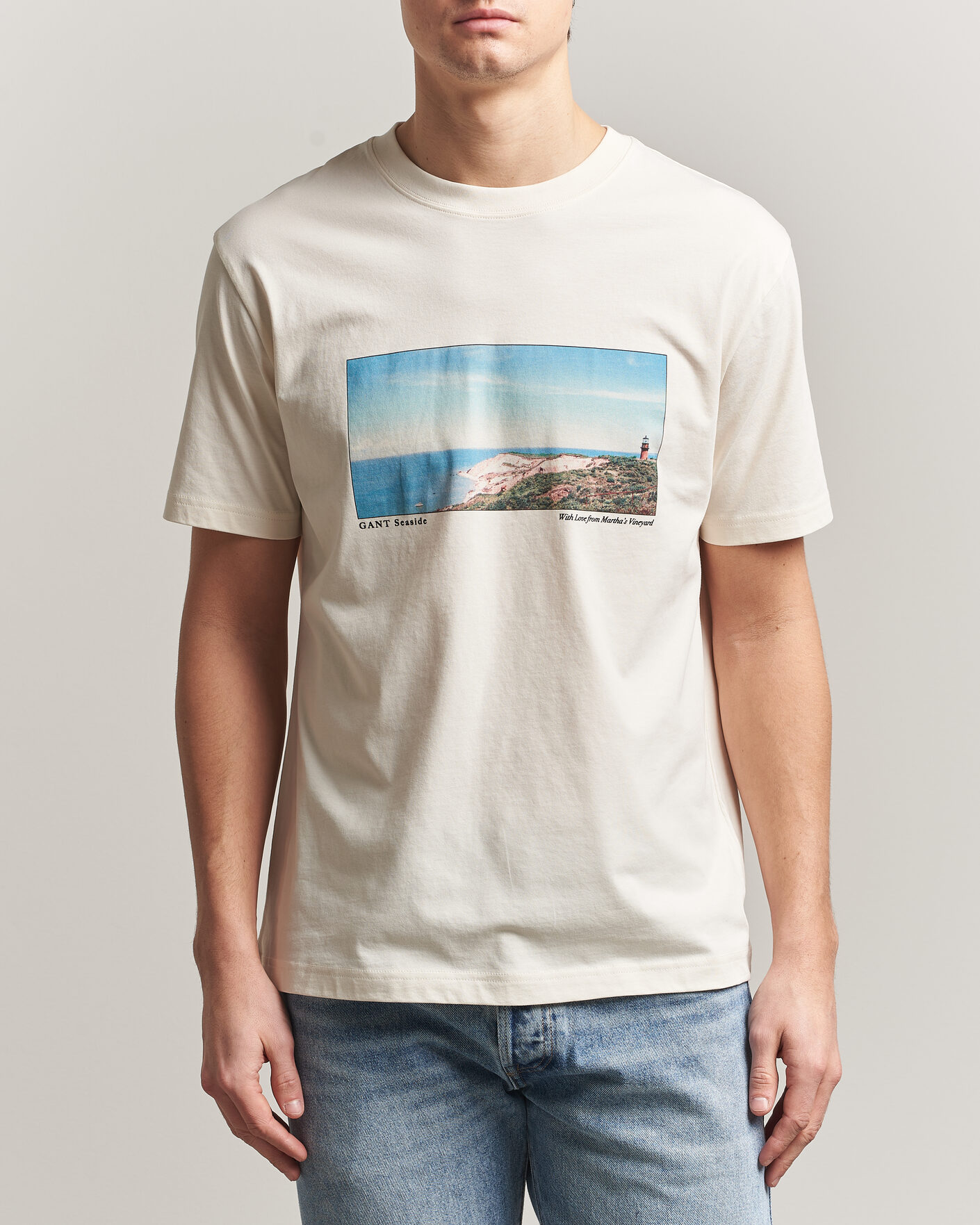 Mies | T-paidat | Gant | Scenery Graphic Crew Neck T-Shirt Cream