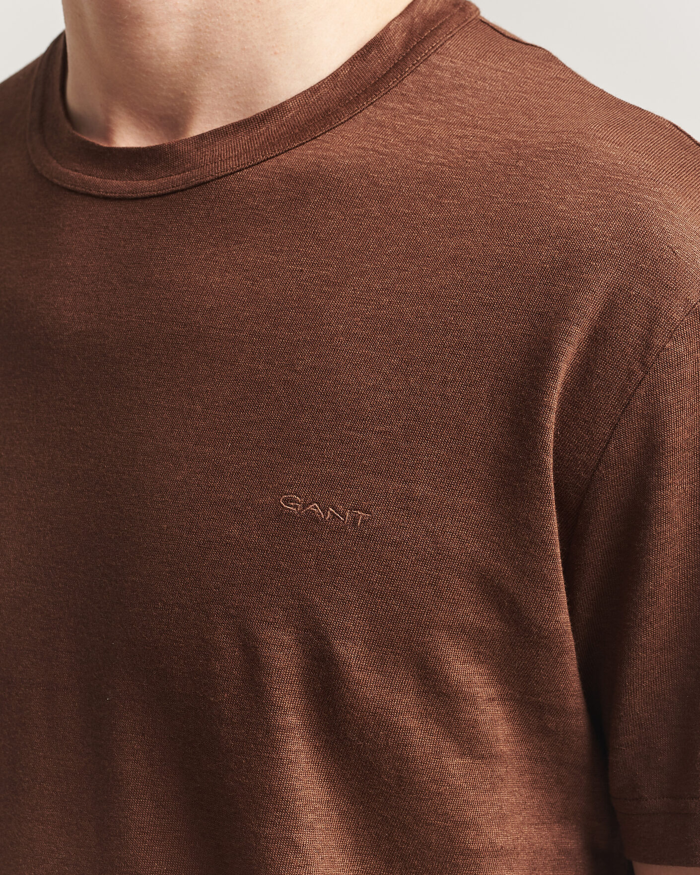 Mies | T-paidat | Gant | Linen T-Shirt Mahogany Brown