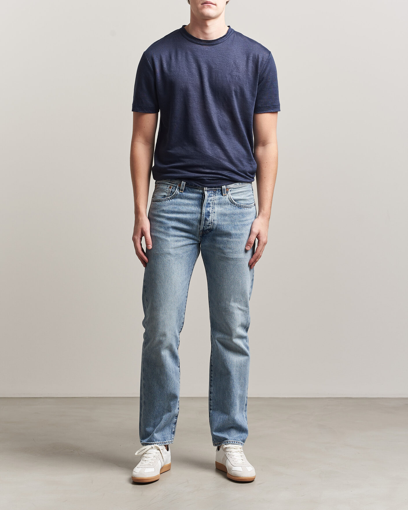 Mies | T-paidat | Gant | Linen T-Shirt Evening Blue
