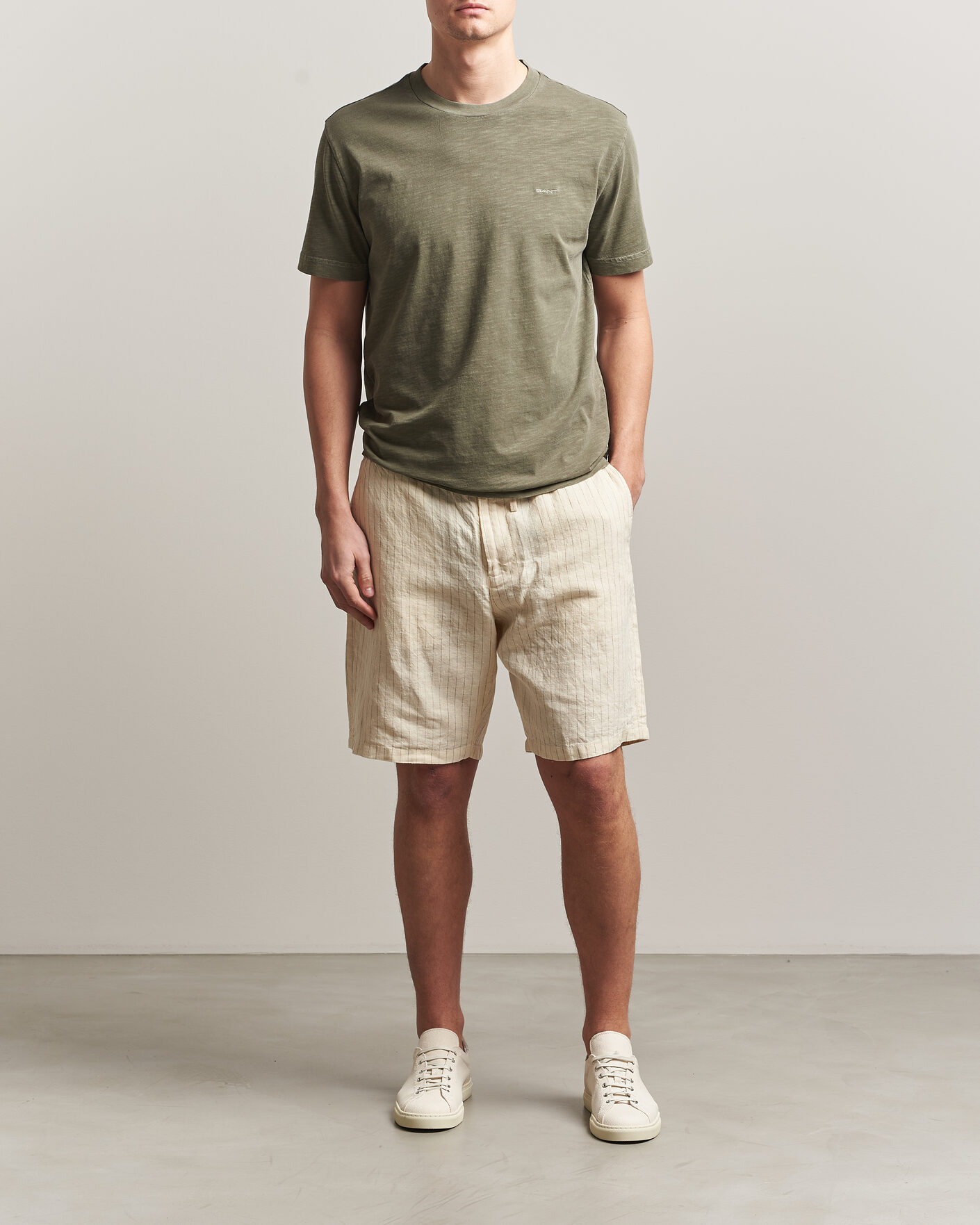 Mies | T-paidat | Gant | Washed Slub T-Shirt Dry Herb Green