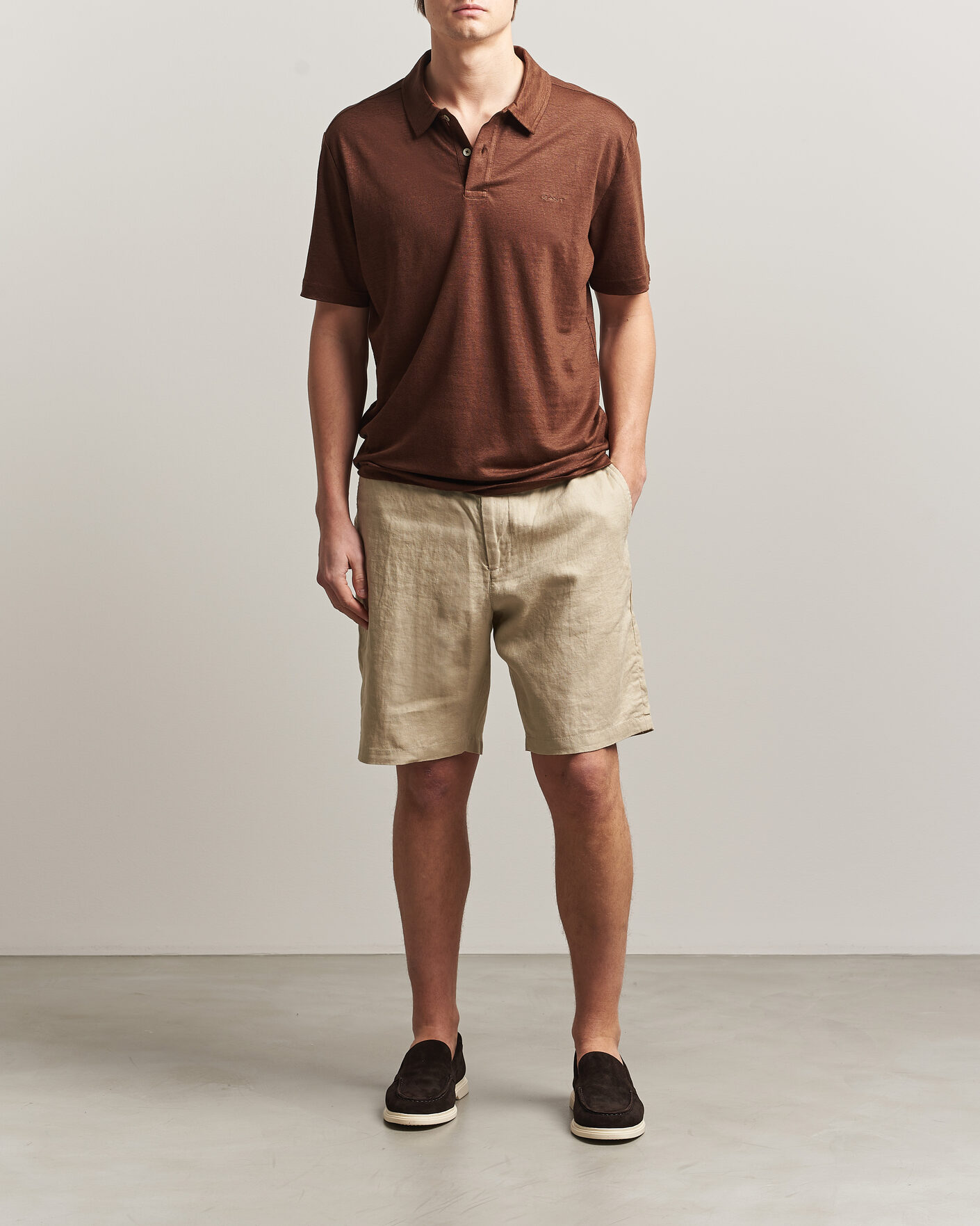 Mies | Pikeet | GANT | Linen Polo Mahogany Brown