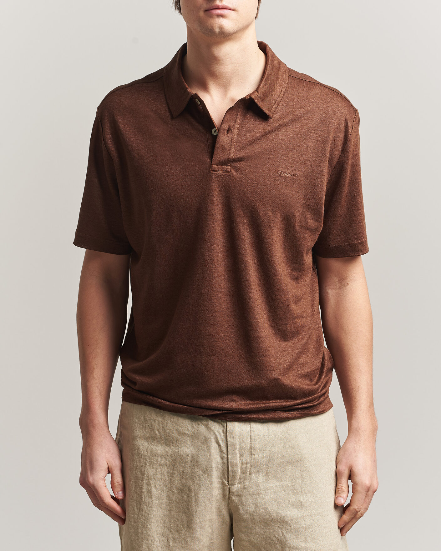 Mies | Pikeet | GANT | Linen Polo Mahogany Brown